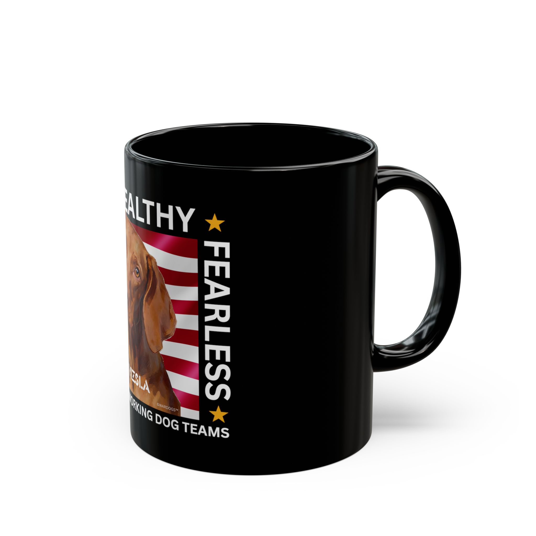 MWD "FEARLESS" Mug — Military K9 Coffee Cup (11oz/15oz) Vizsla - Image 2
