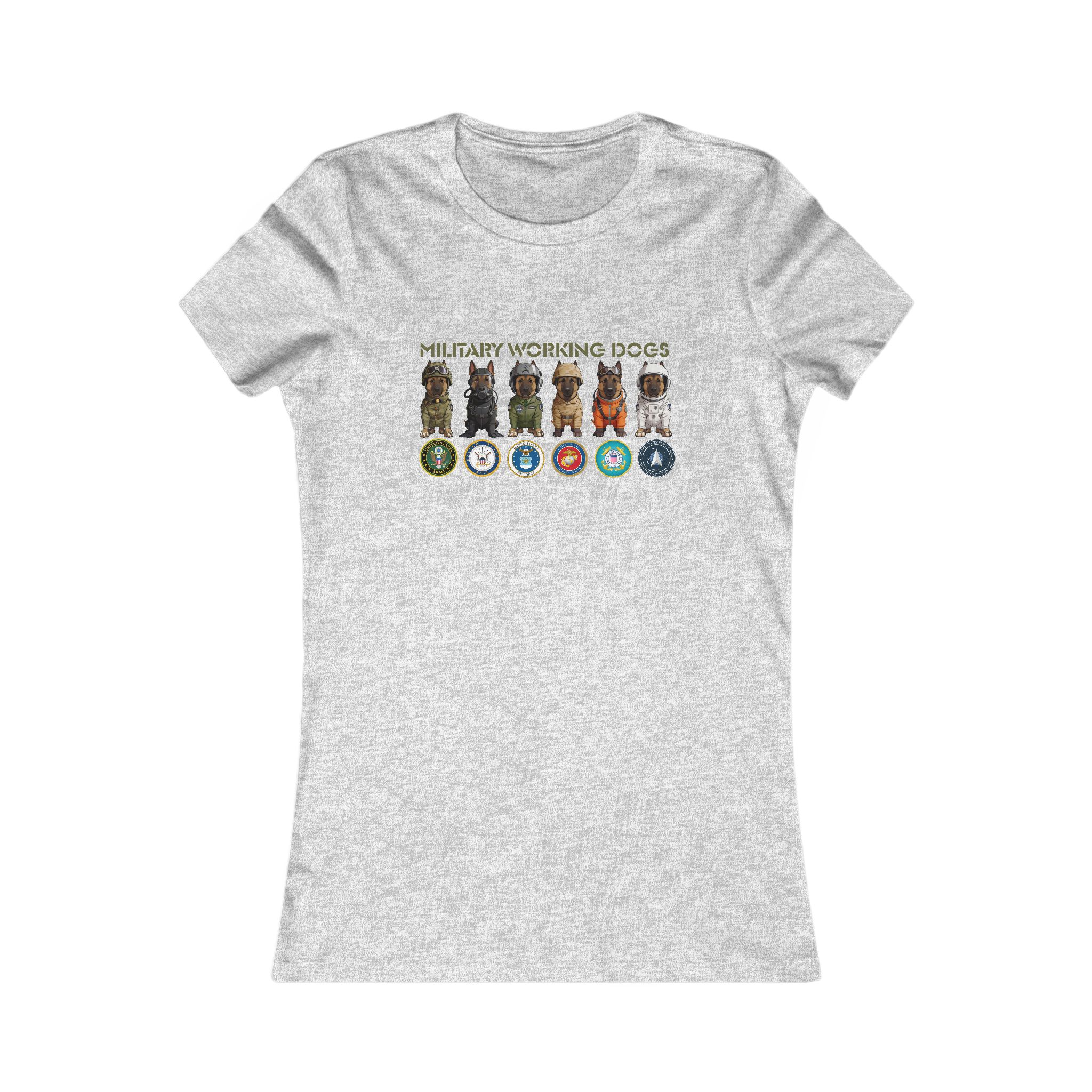 Military Working Dogs Women's Tee — Service Branch Badges & K9 Lineup - Image 7