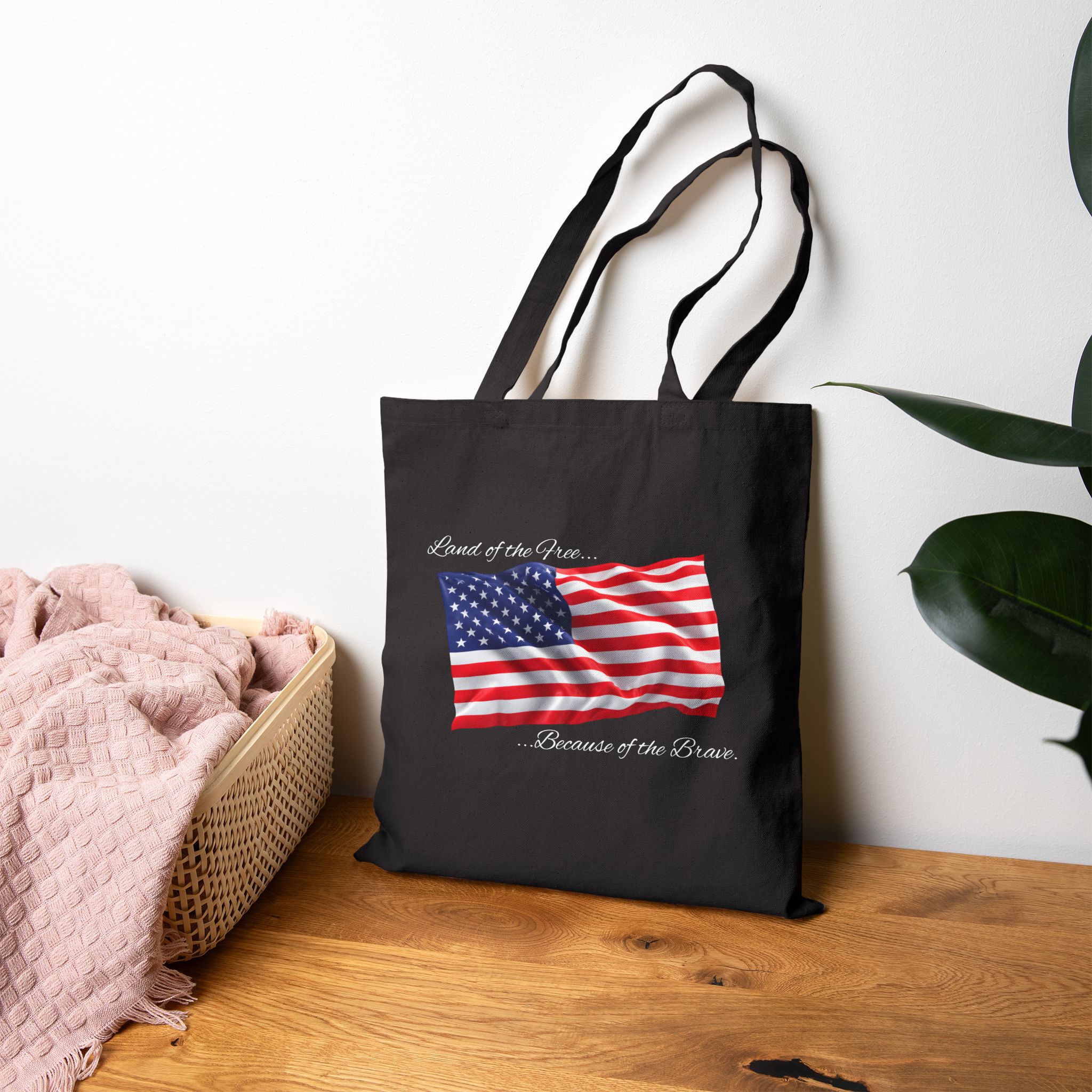 Land Of The Free Because Of The Brave - US Patriotic Tote Bag - Image 4