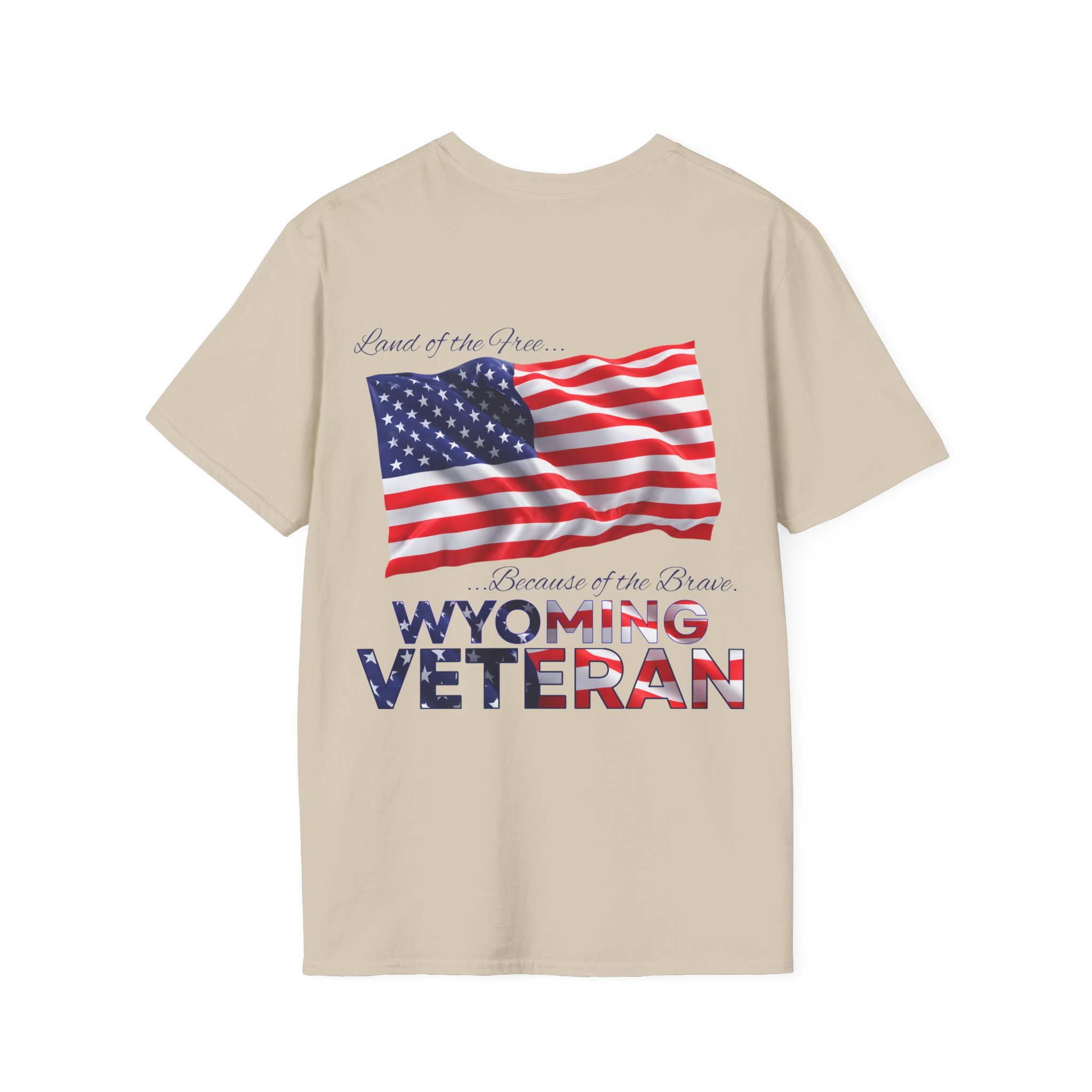 Wyoming Veteran T-Shirt — Home of the Brave American Flag Memorial Tee - Image 2
