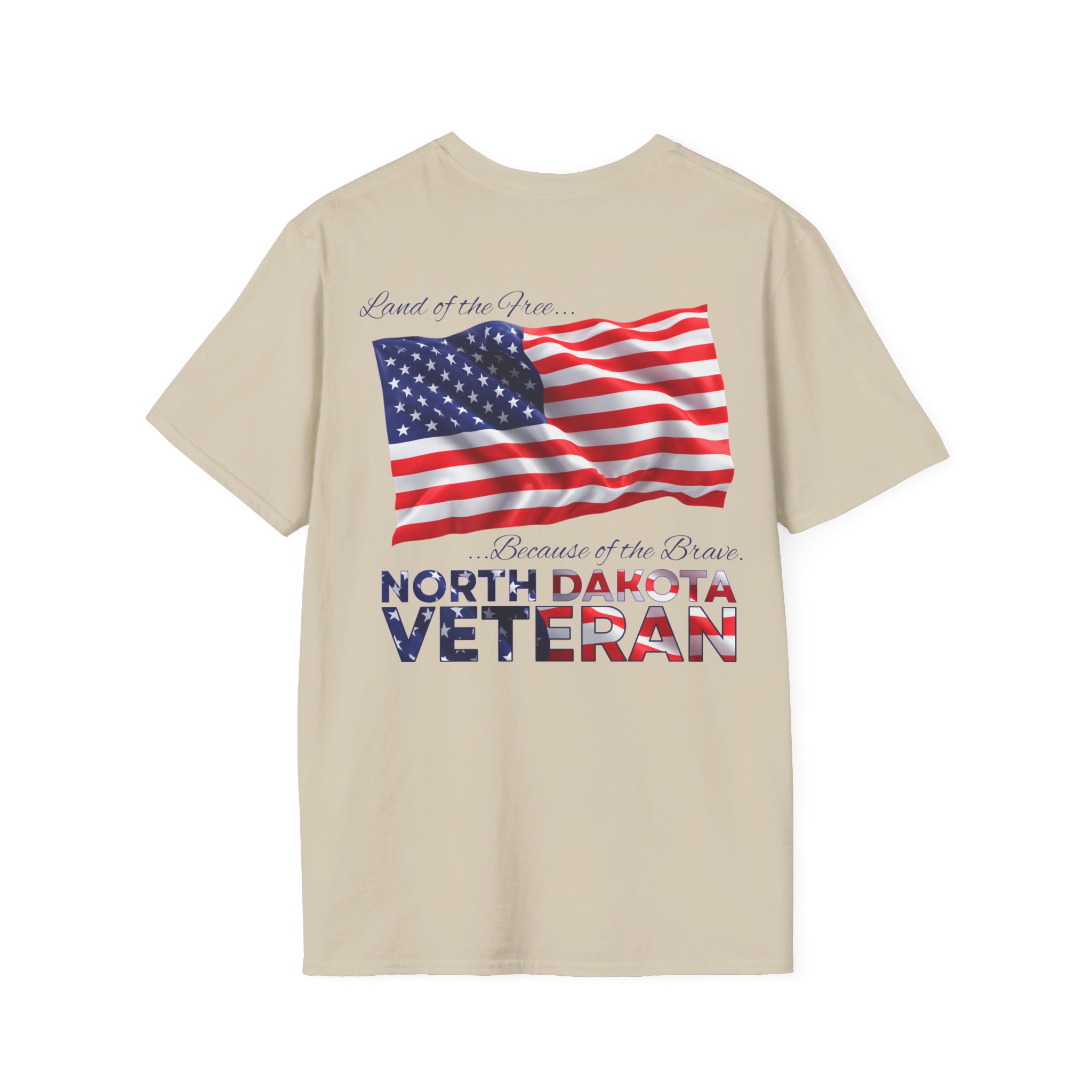 North Dakota Veteran T-Shirt — Home of the Brave American Flag Memorial Tee - Image 2