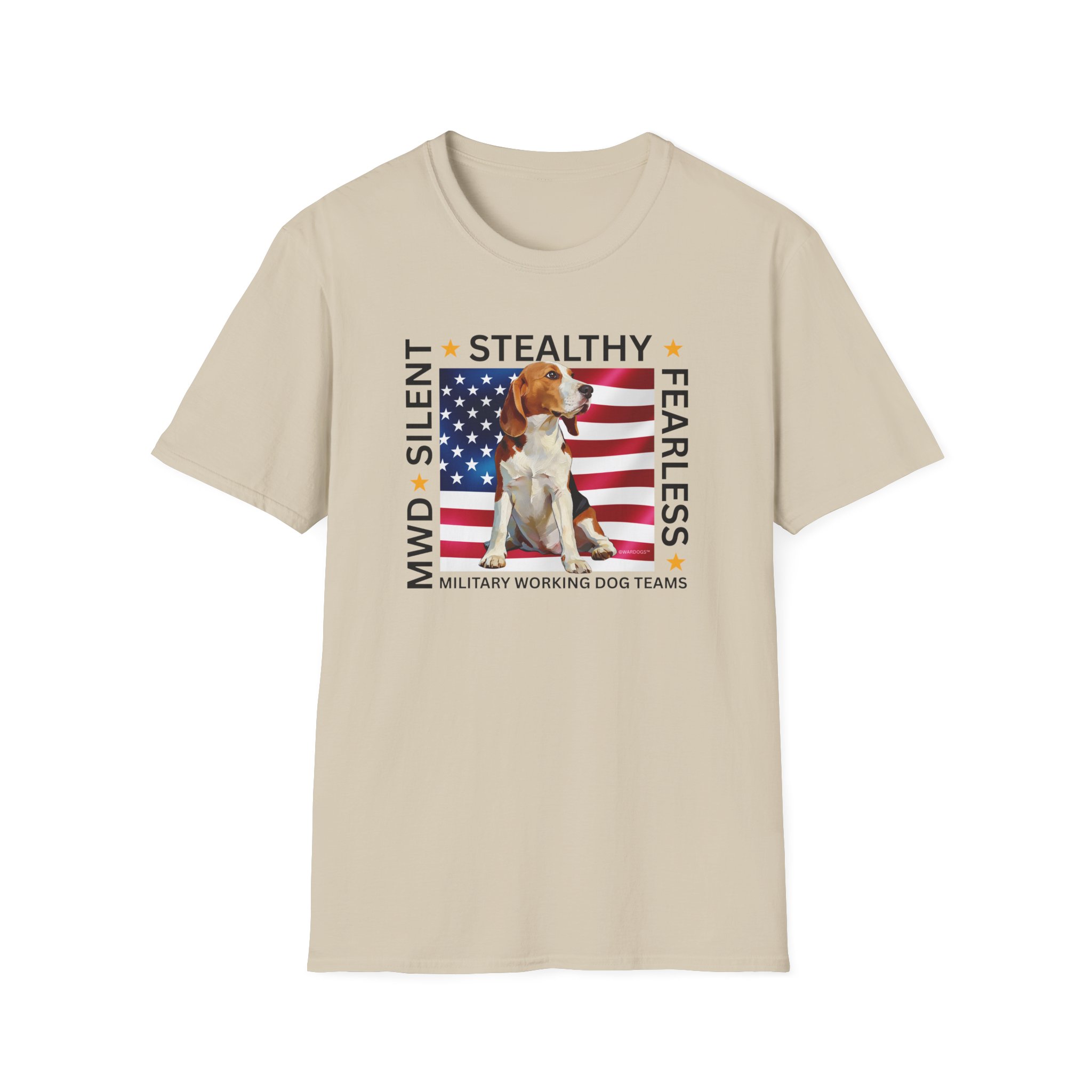 Military Working Dog T-Shirt — "MWD Silent • Stealthy • Fearless" American Flag K9 Tribute - Beagle - Image 9
