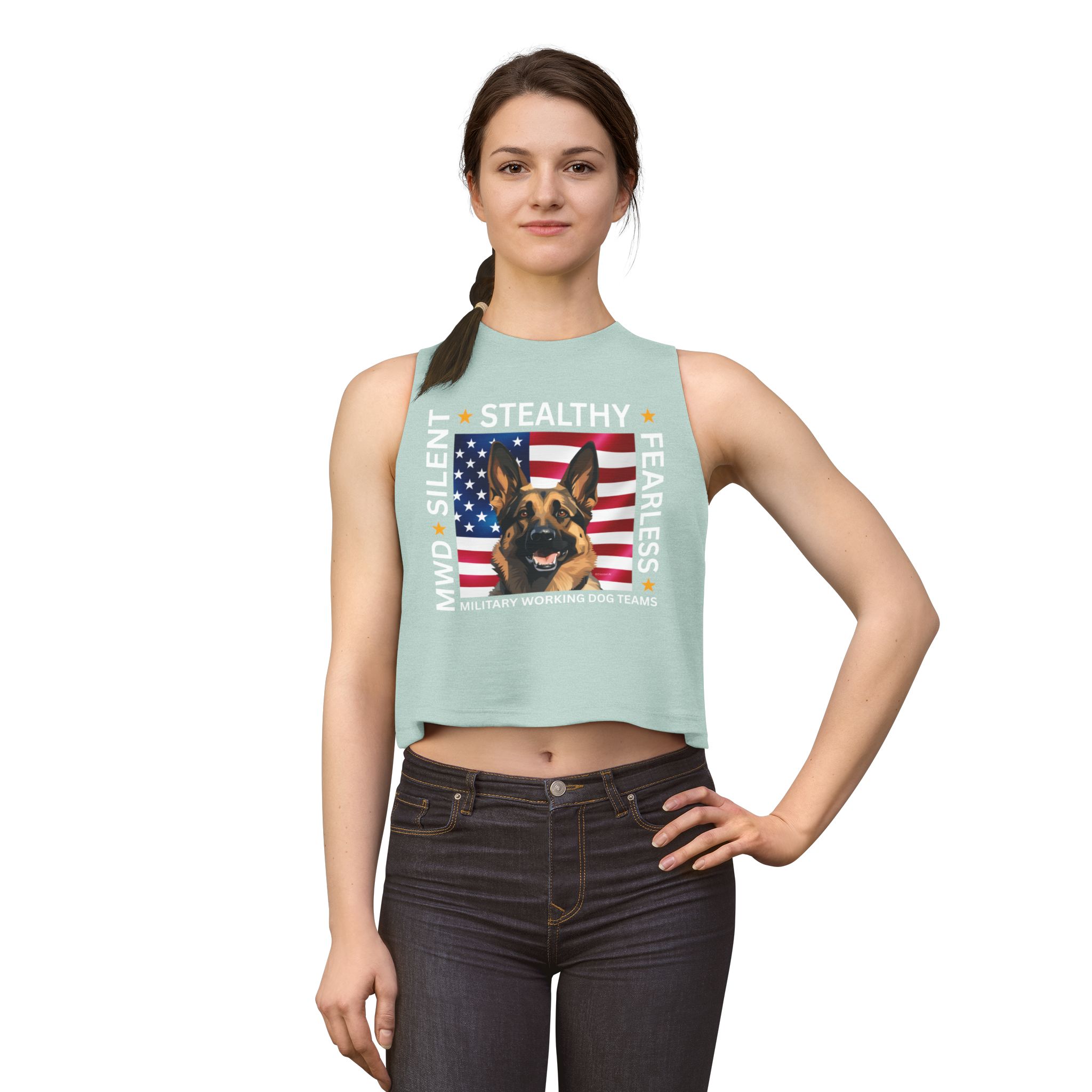 Patriotic German Shepherd Crop Top — American Flag Dog Tee - Image 7