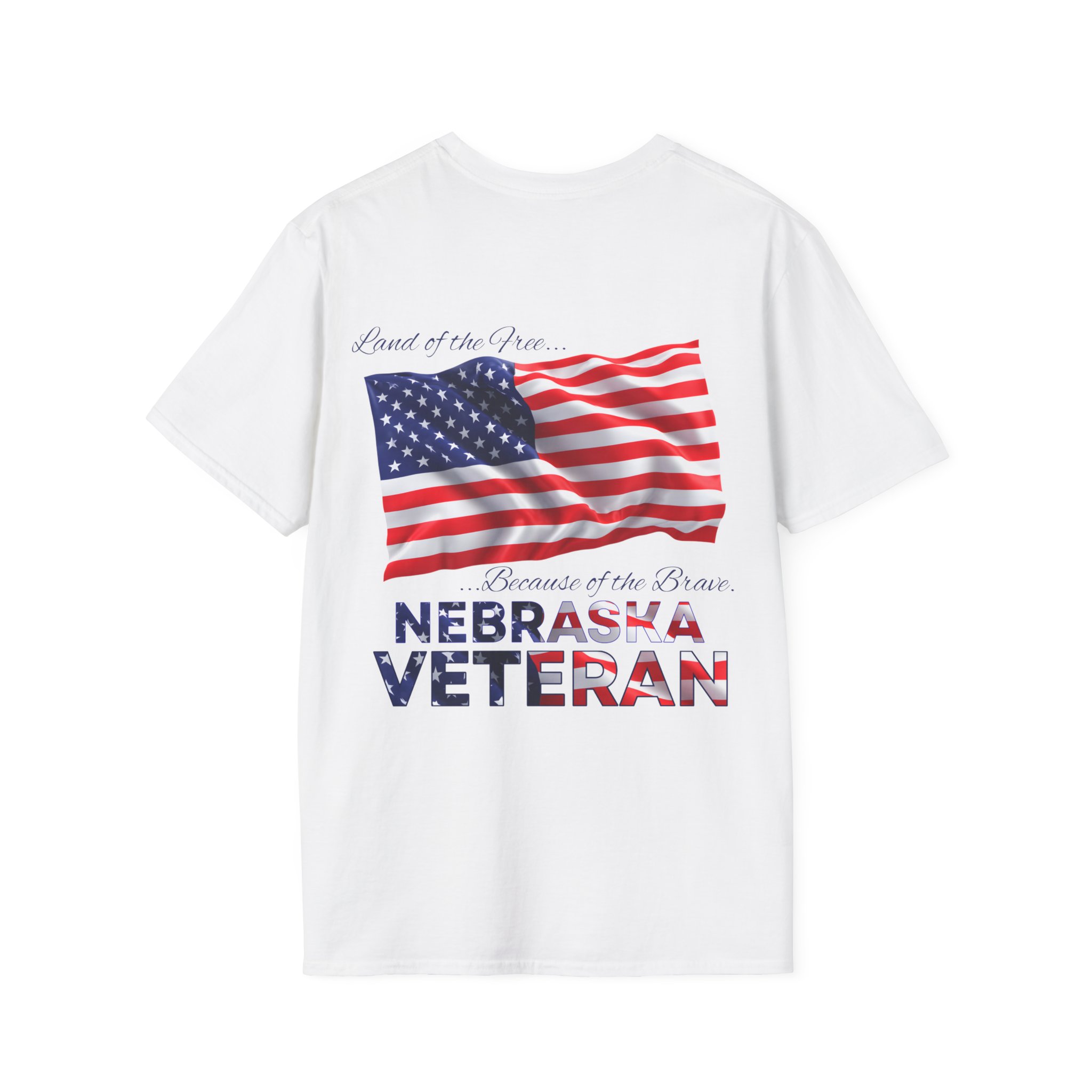 Nebraska Veteran T-Shirt — Home of the Brave American Flag Memorial Tee - Image 2