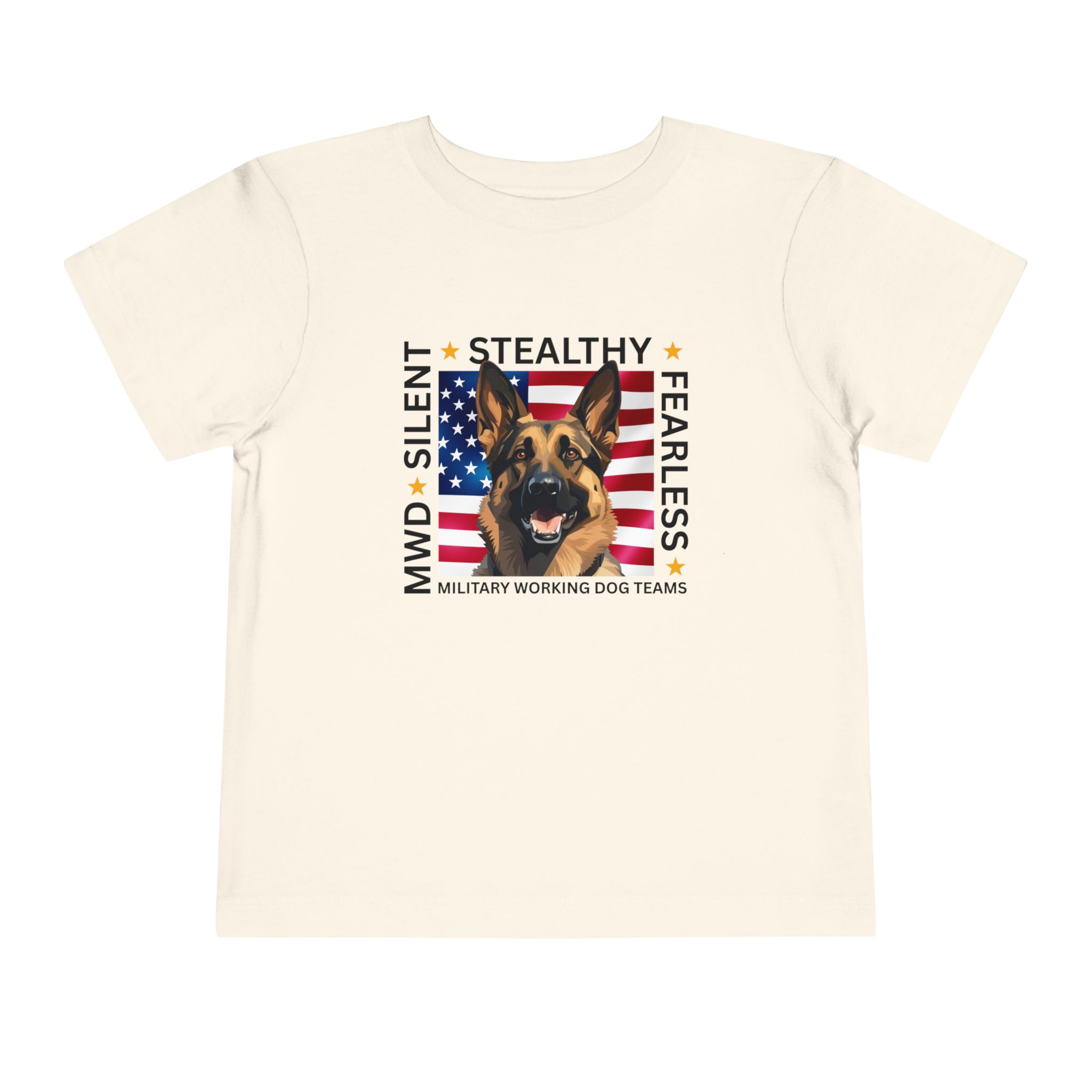 Toddler Tee — "Silent • Stealthy • Fearless" Military Working Dog American Flag - Image 7