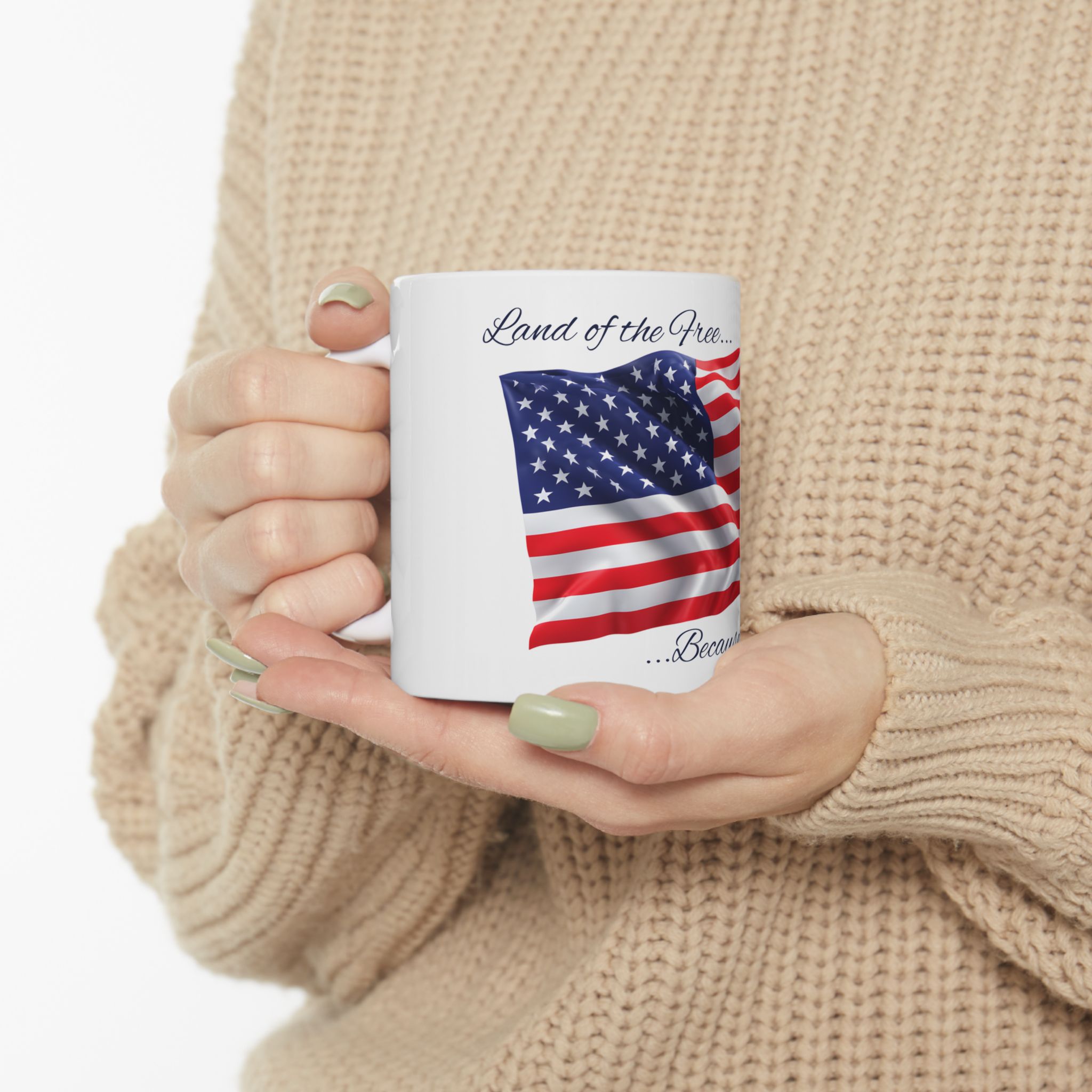 Patriot Ceramic Mug — Land of the Free American Flag Coffee Cup 11oz/15oz - Image 4