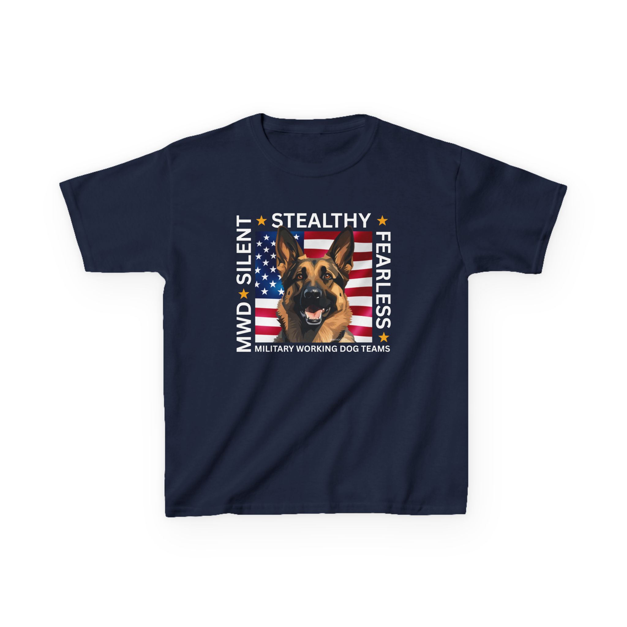 Kids Military Working Dog Tee — "Silent • Stealthy • Fearless" American Flag K9 Shirt - Image 16