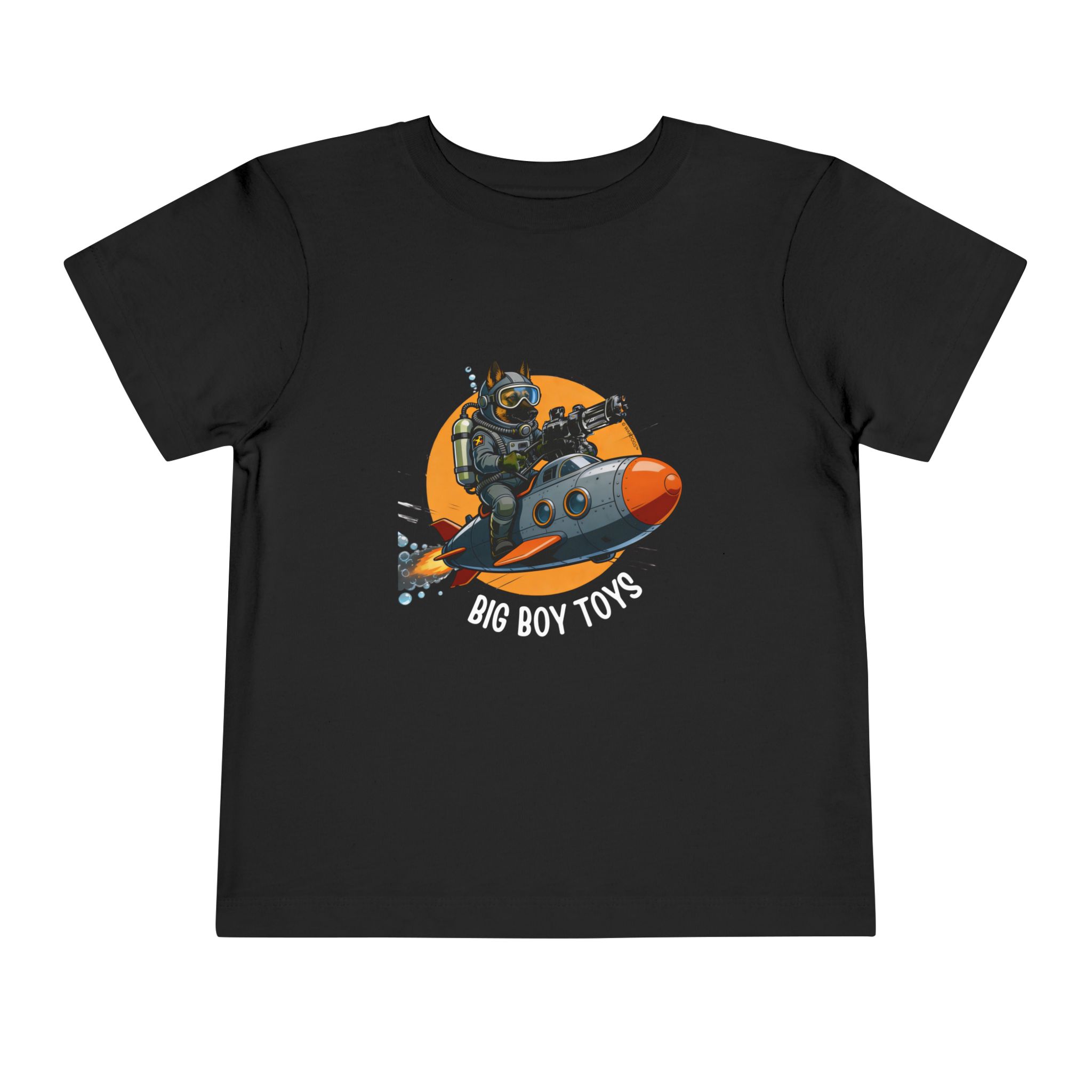 Toddler Tee — Big Boy Toys Submarine Pilot Dog Graphic Shirt - Image 3