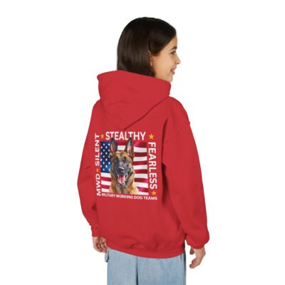 Youth Hoodie — “MWD: Silent, Stealthy, Fearless” Military Working Dog American Flag
