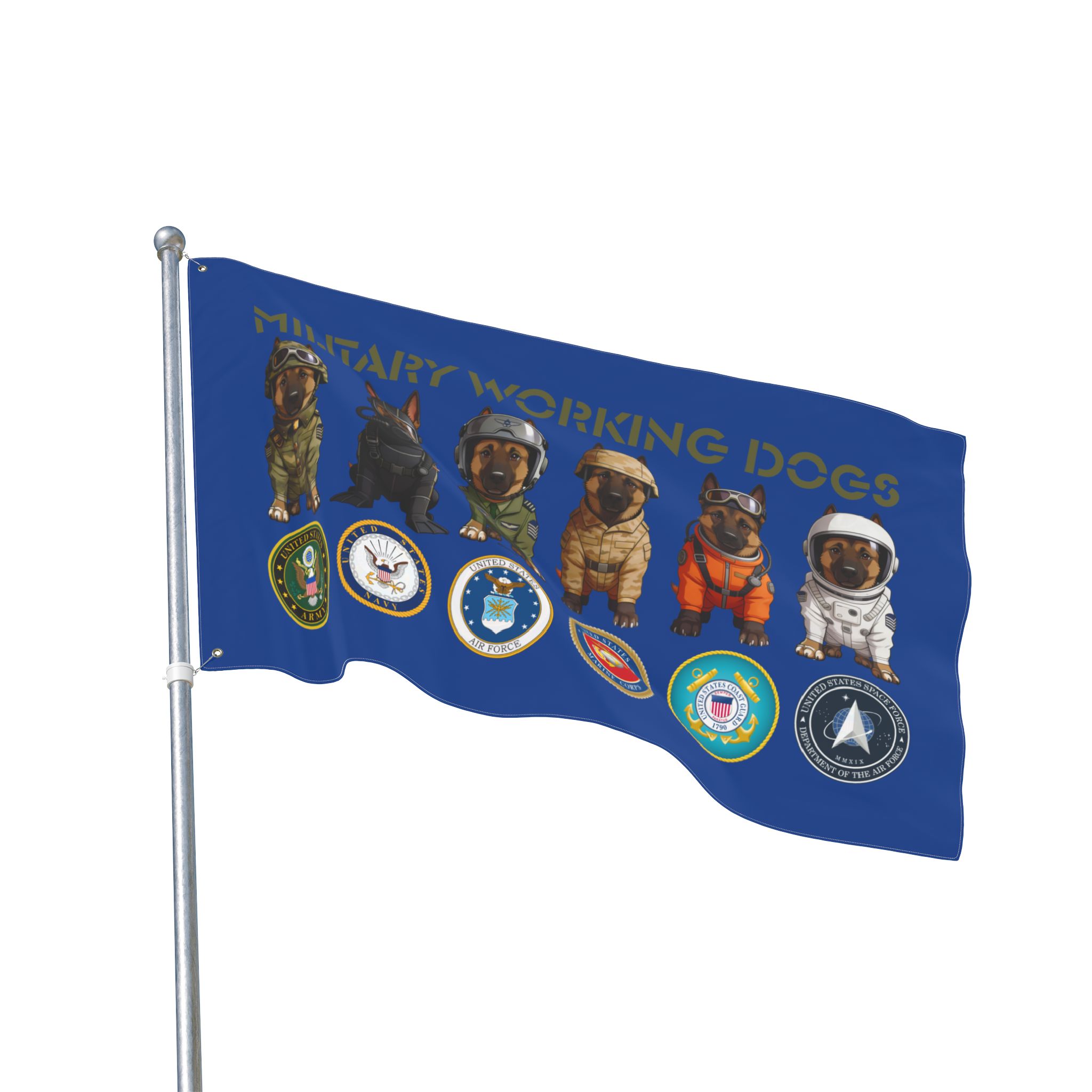 Military Working Dogs Lineup — Double-Sided Military K9 Banner -Ltd Edition Blue - Image 2