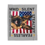 Velveteen Plush Blanket — Military Working Dog K9 Design with American Flag ("Silent, Stealthy, Fearless")