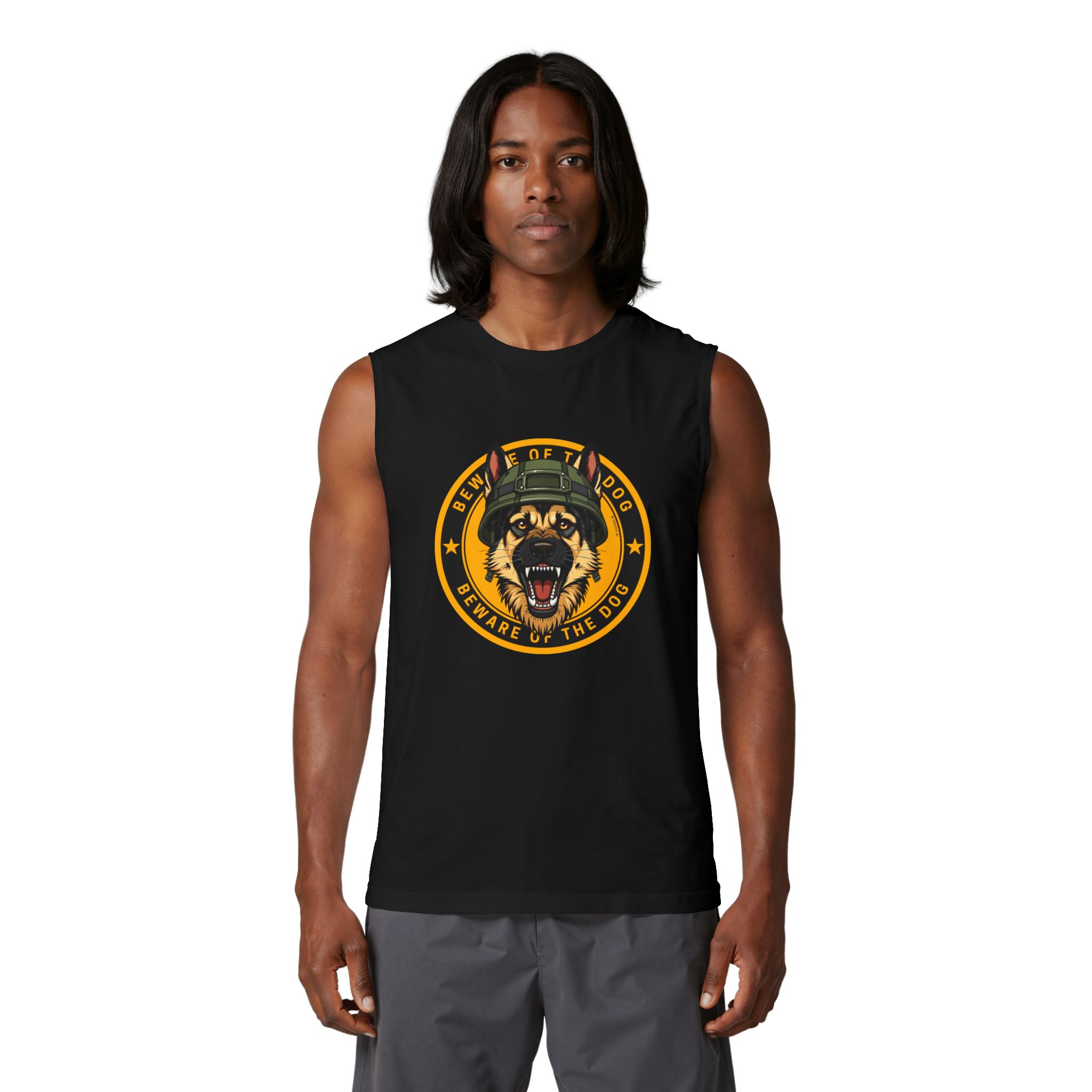 Beware The Dog Muscle Tank — K9 Graphic Tank Top | US ARMY - Image 3