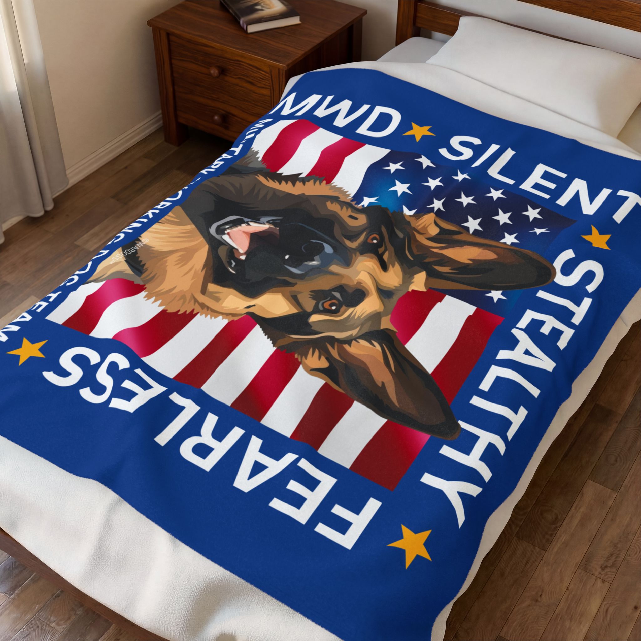 Velveteen Blanket - Silent. Stealthy. Fearless. German Shepherd Art. - Image 2