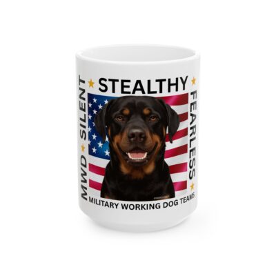 MWD “FEARLESS” Mug — Military K9 Coffee Cup (11oz/15oz) Rottweiler