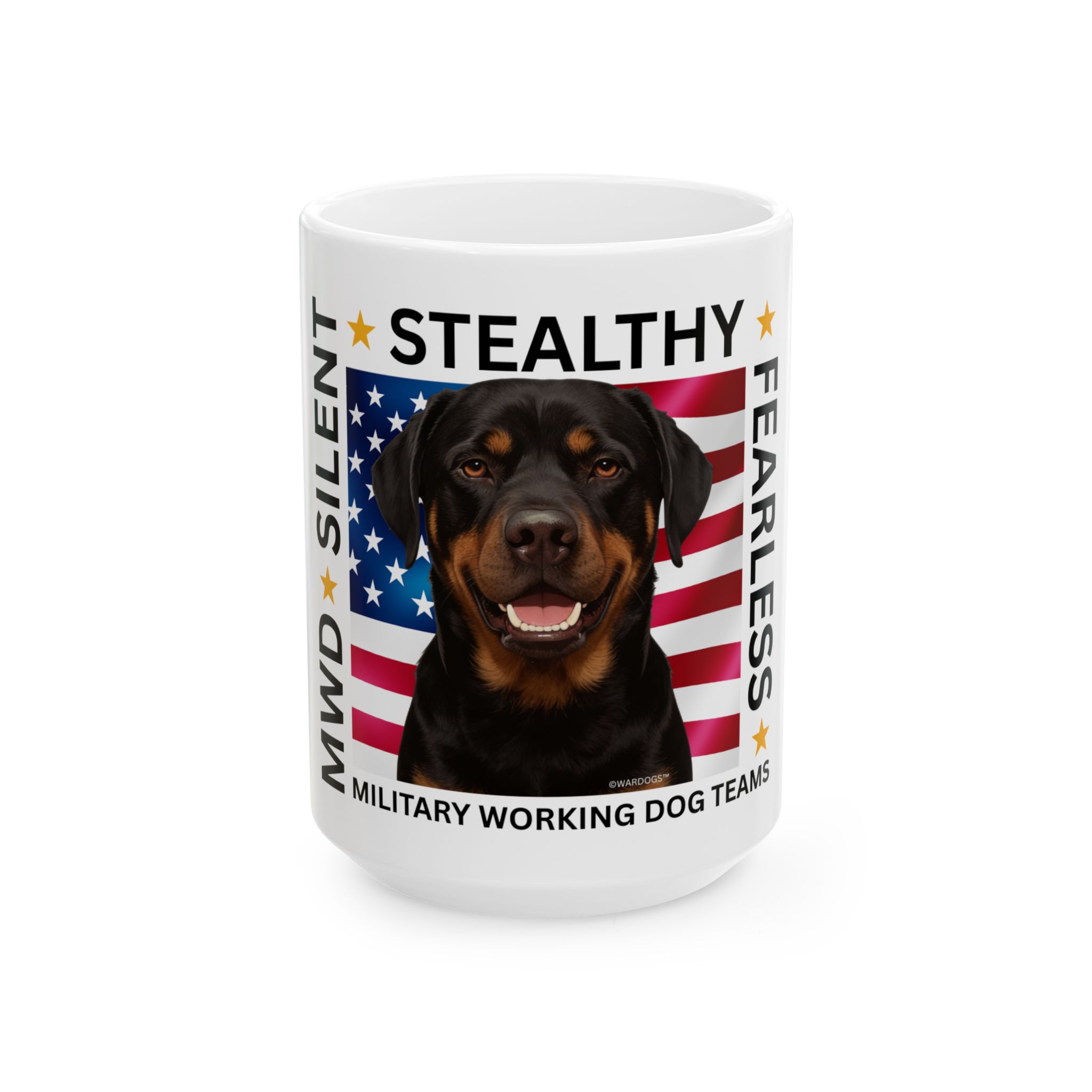 MWD "FEARLESS" Mug — Military K9 Coffee Cup (11oz/15oz) Rottweiler