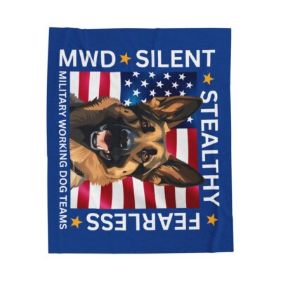 Velveteen Blanket – Silent. Stealthy. Fearless. German Shepherd Art.