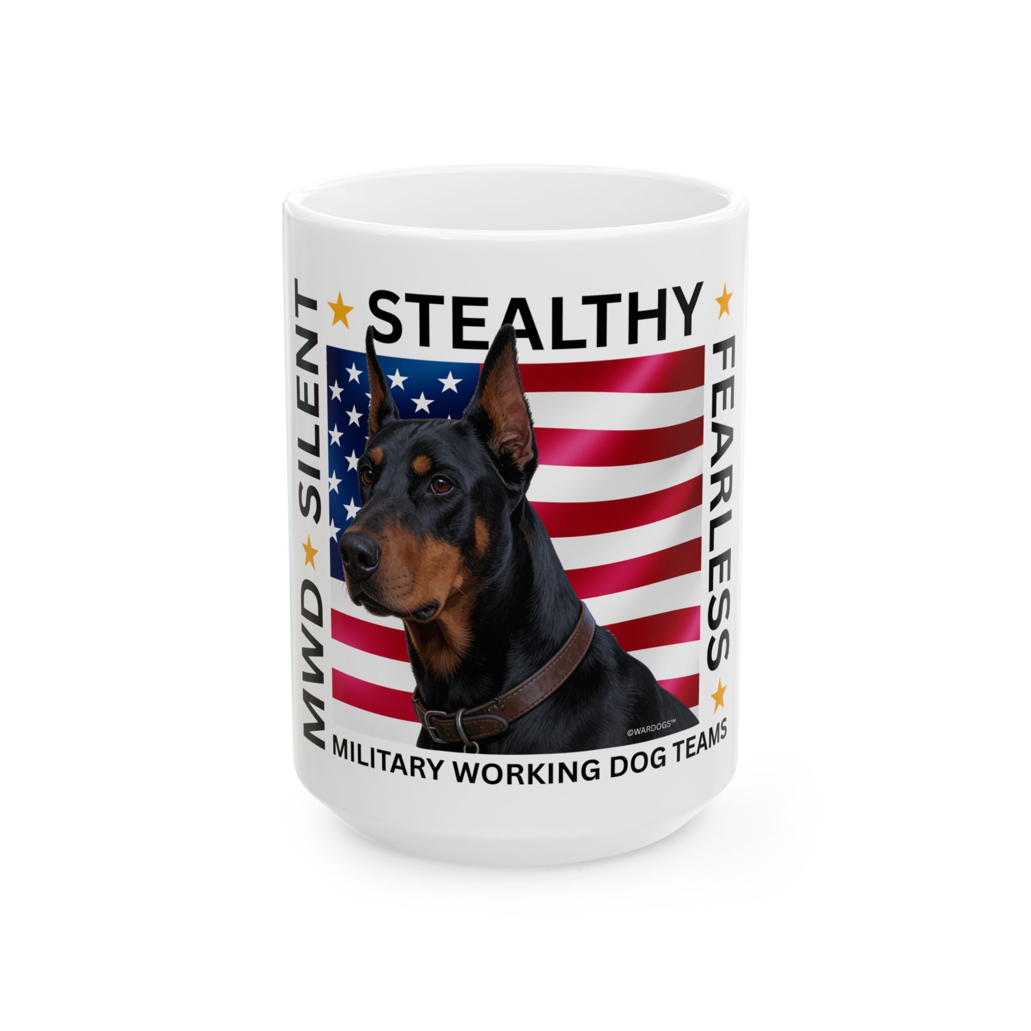 MWD "FEARLESS" Mug — Military K9 Coffee Cup (11oz/15oz) Doberman Pinscher
