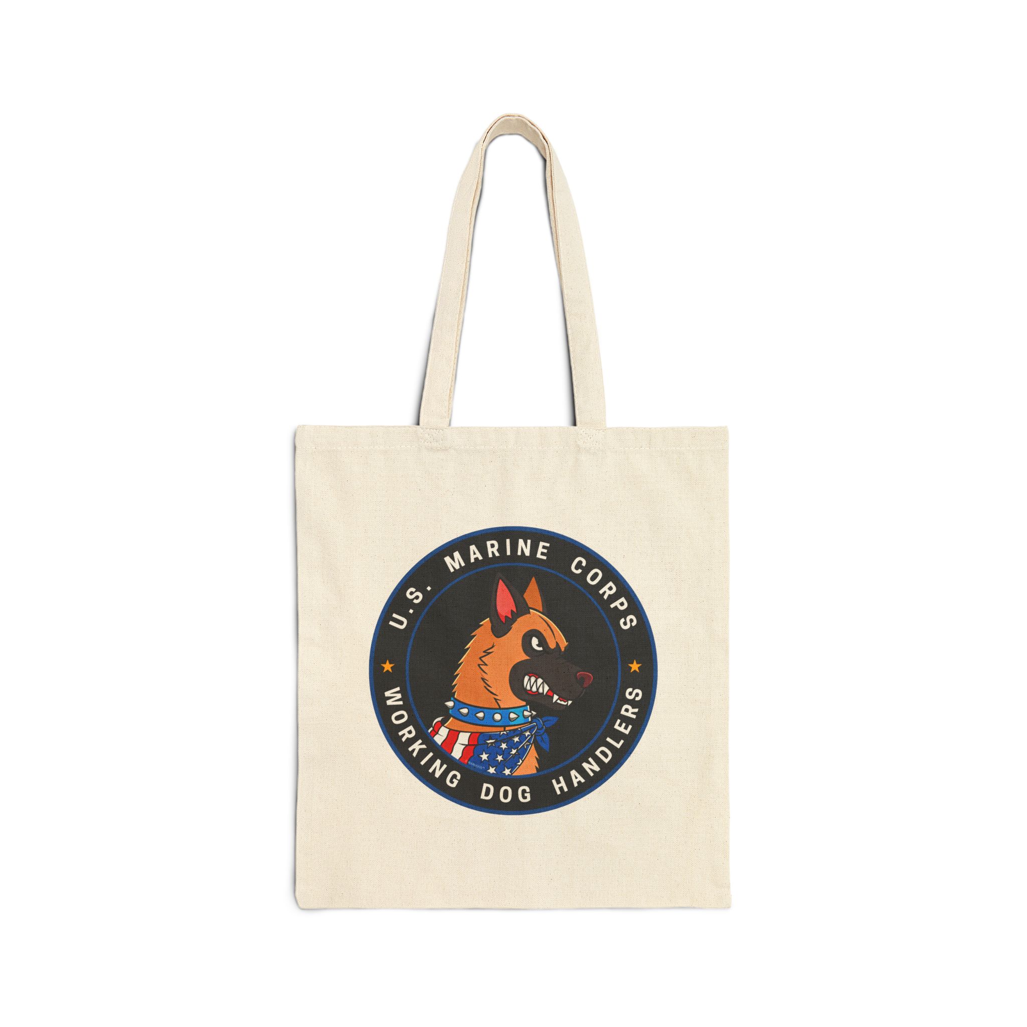 US Marine Corps Working Dog Handlers Canvas Tote — Military K9 Emblem Bag