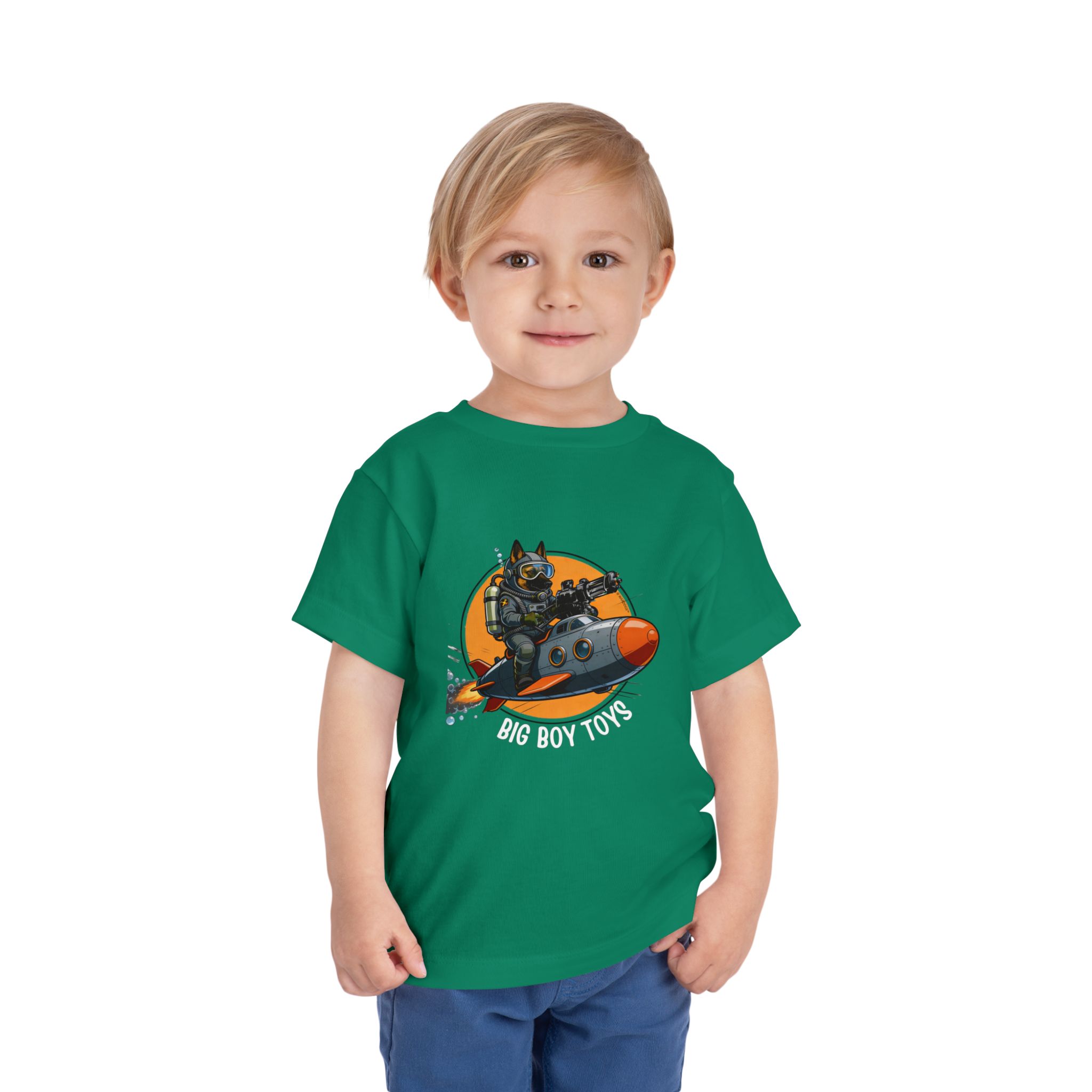 Toddler Tee — Big Boy Toys Submarine Pilot Dog Graphic Shirt - Image 6