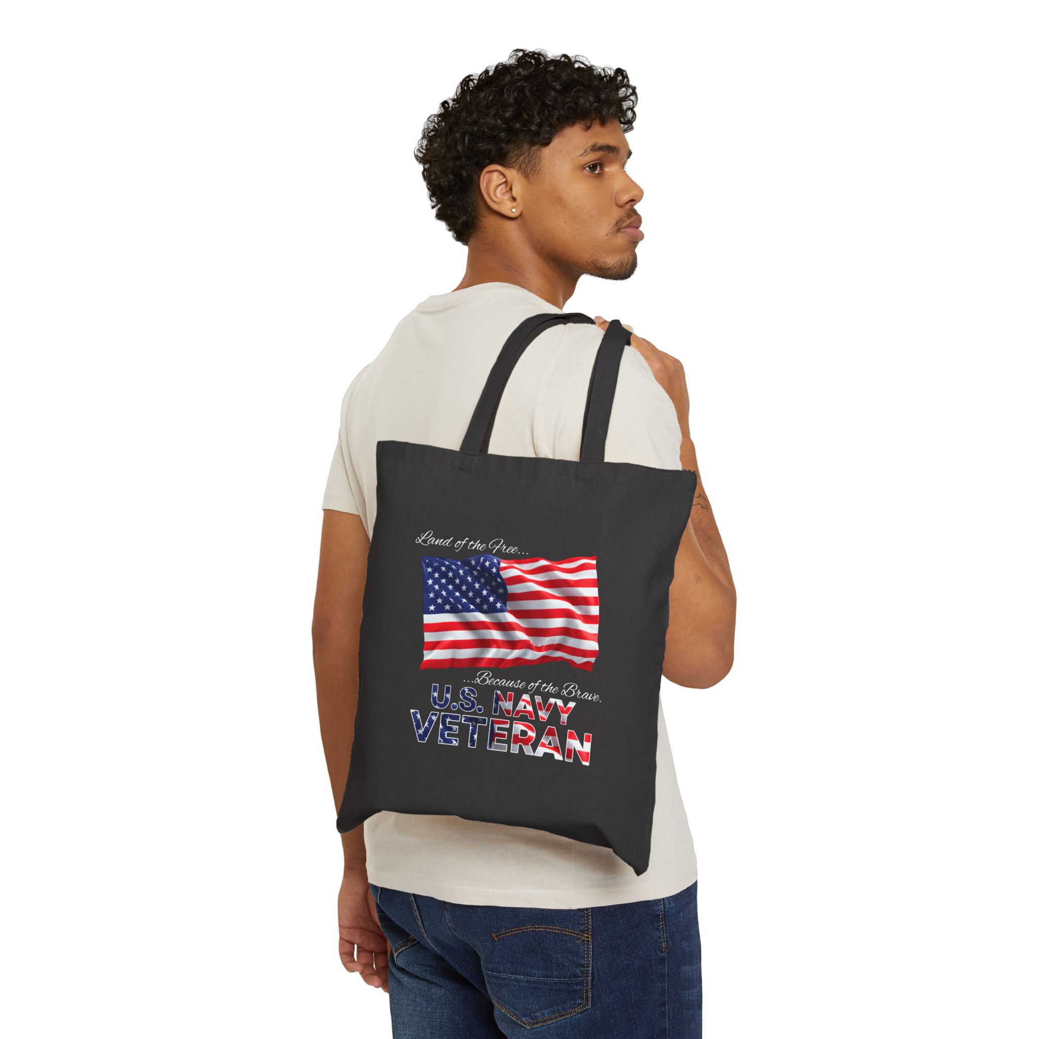 Land Of The Free Because Of The Brave - US Navy Tote Bag - Image 7