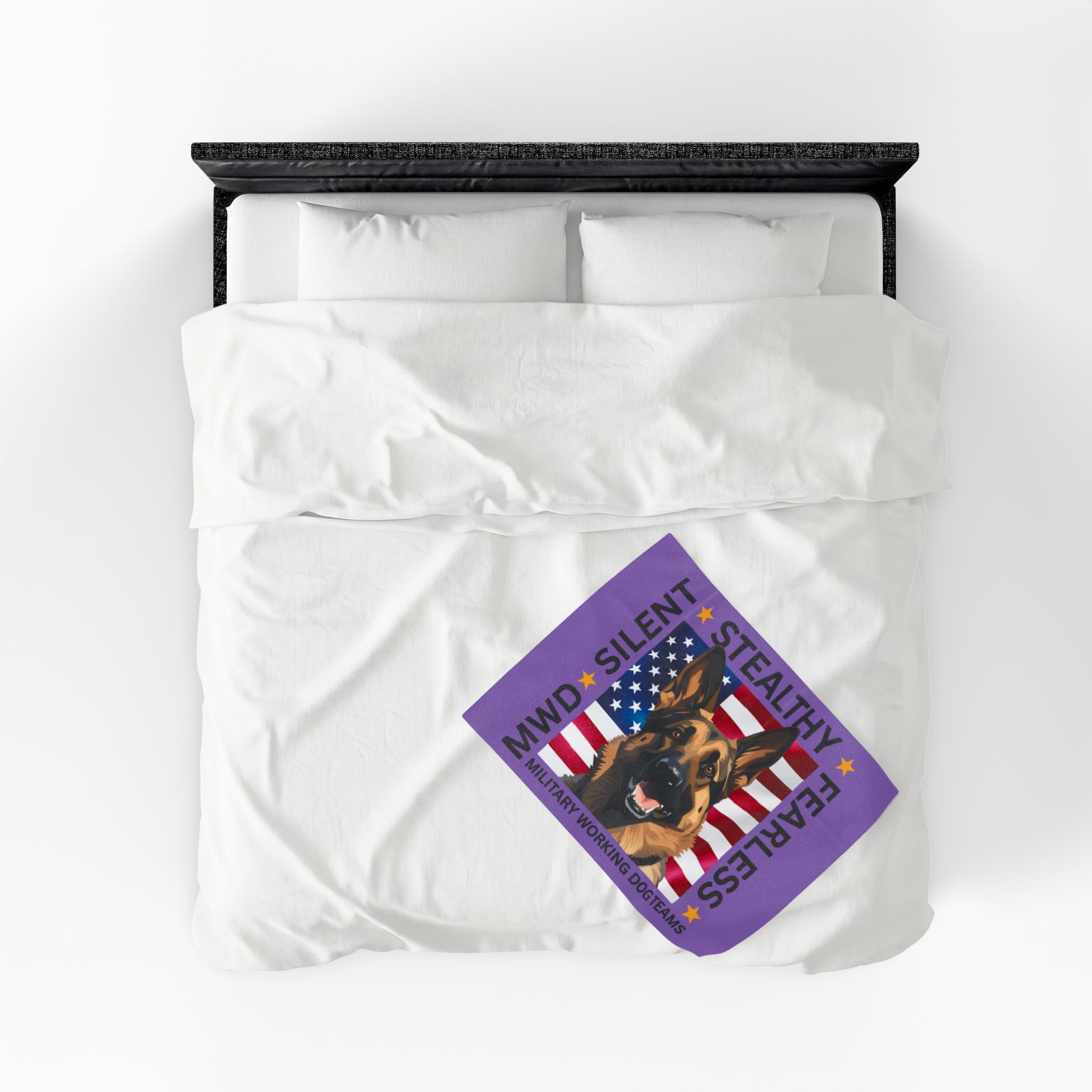 Velveteen Plush Blanket — Military Working Dog K9 Design with American Flag ("Silent, Stealthy, Fearless") - Image 9