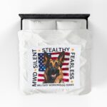 Copy of Velveteen Plush Blanket — Military Working Dog K9 Design with American Flag ("Silent, Stealthy, Fearless")