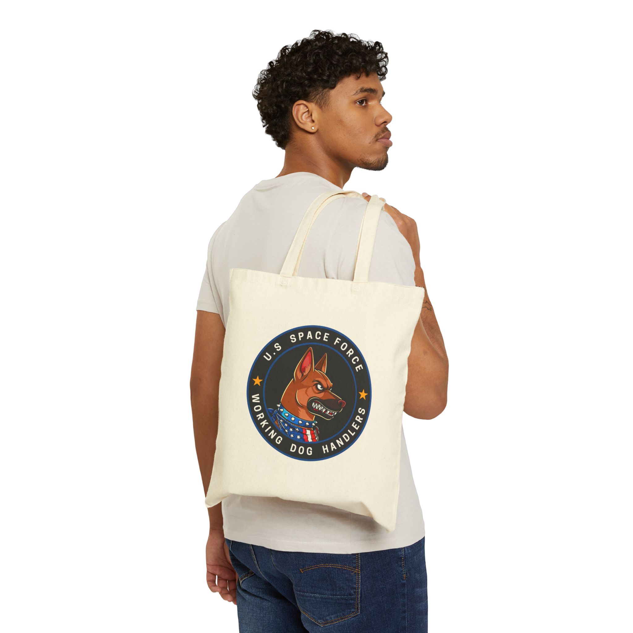 Copy of US Space Force Working Dog Handlers Canvas Tote — Military K9 Emblem Bag - Image 3