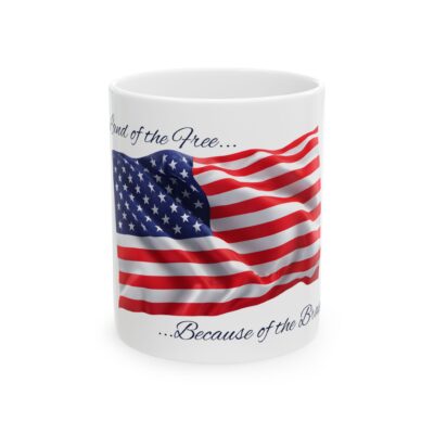 Patriot Ceramic Mug — Land of the Free American Flag Coffee Cup 11oz/15oz