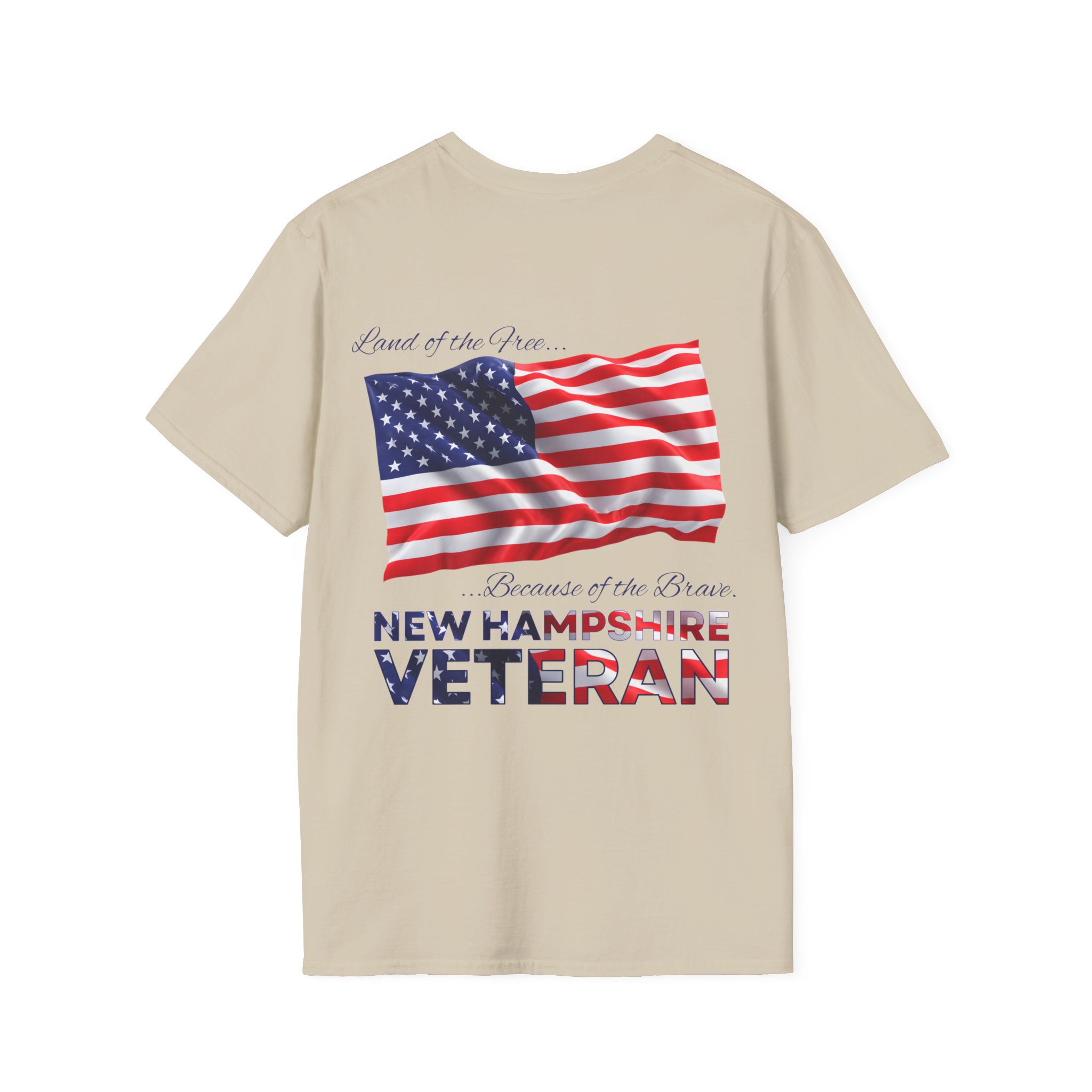 New Hampshire Veteran T-Shirt — Home of the Brave American Flag Memorial Tee - Image 2