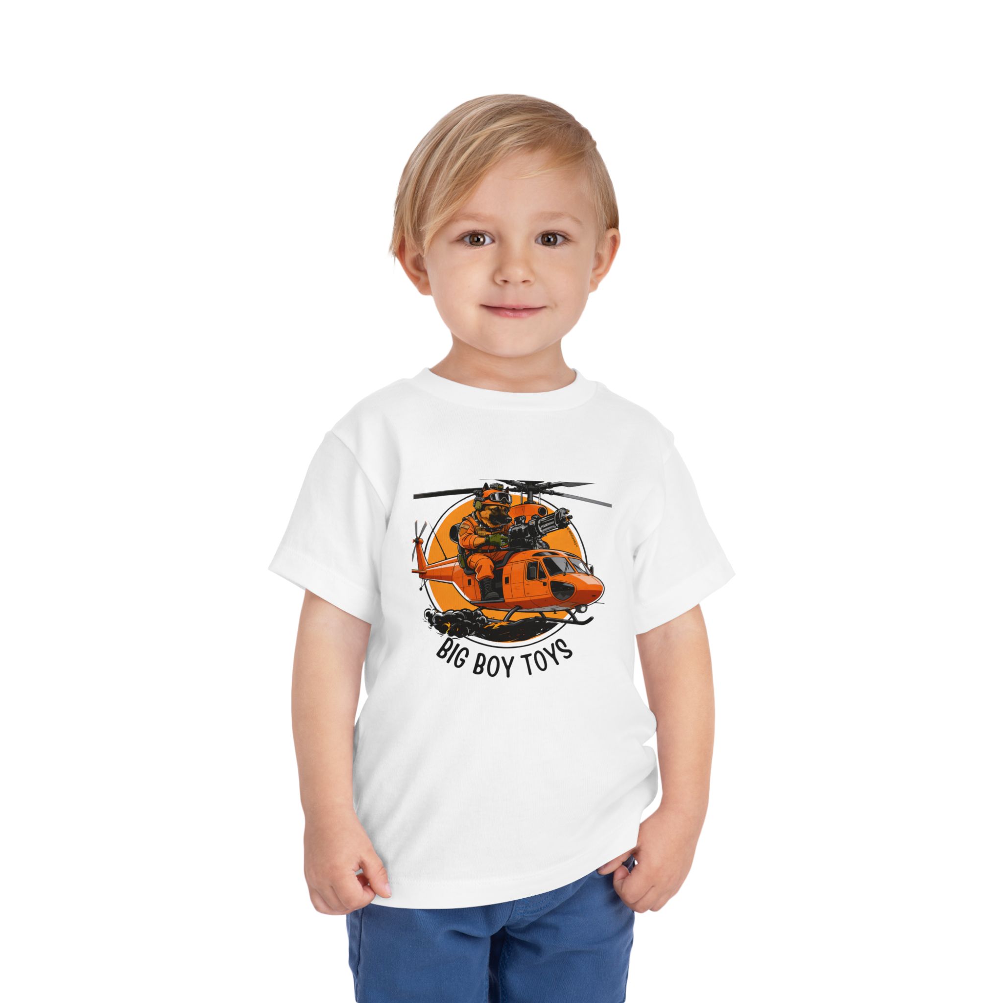 Toddler Helicopter Rescue Tee — Orange Rescue Coast Guard Chopper Graphic - Image 4