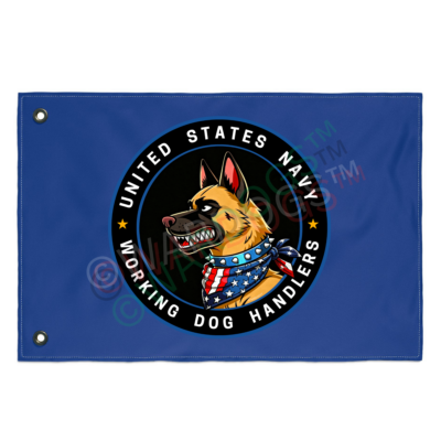 United States Navy Working Dog Handlers Flag — Double-Sided Military K9 Banner – Ltd Blue Edition
