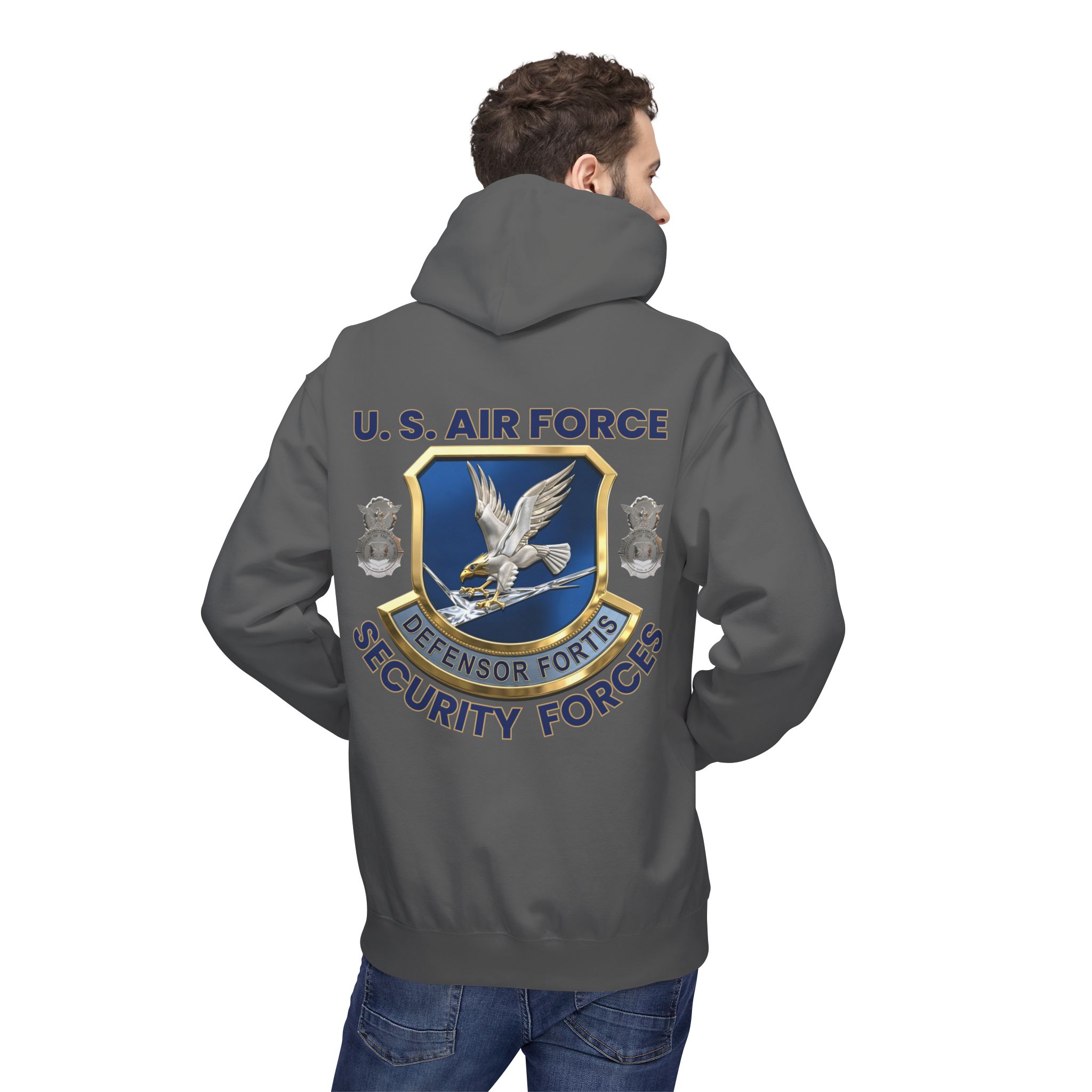 Air Force Security Forces Emblem Hoodie – U.S. Air Force Defensor Fortis Back Print - Image 14