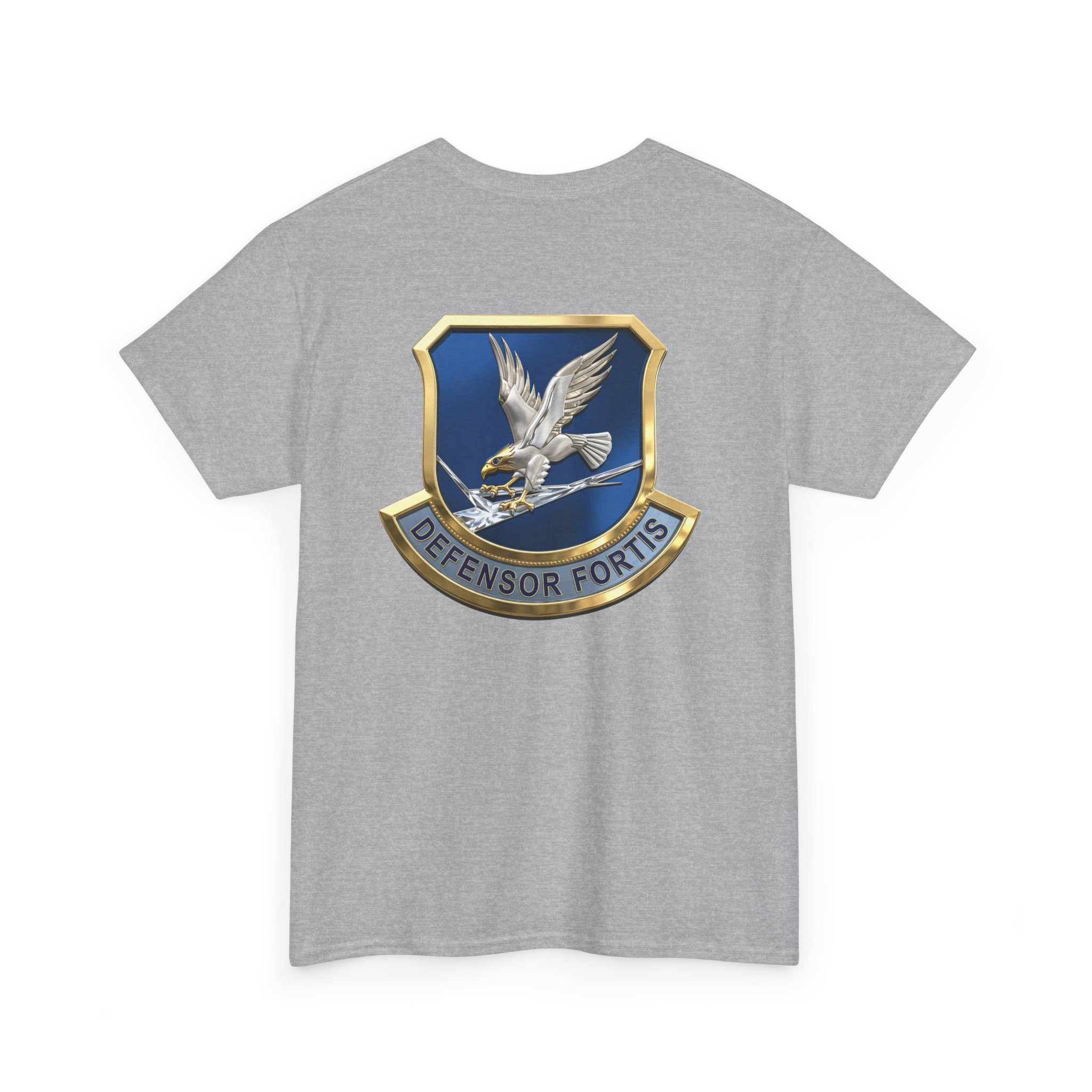 Military Crest T-Shirt — Defensor Fortis Emblem Back Print - Image 18