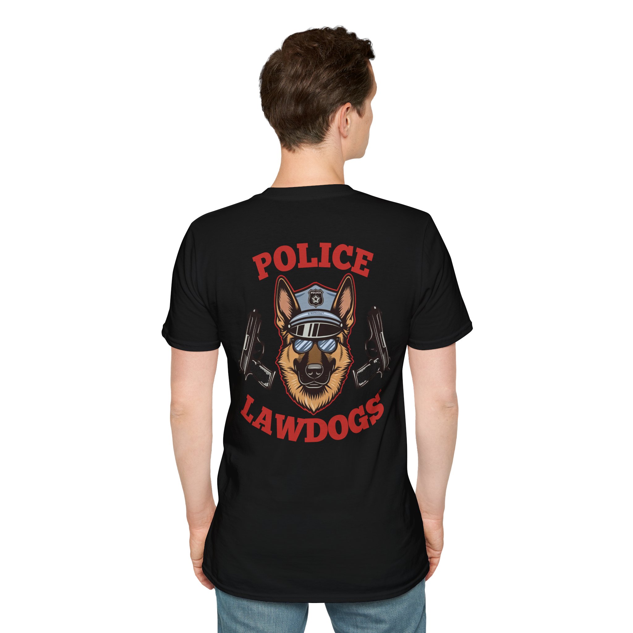 Police Lawdogs T-Shirt – K9 Handler German Shepherd Badge Tee -Back Design - Image 6