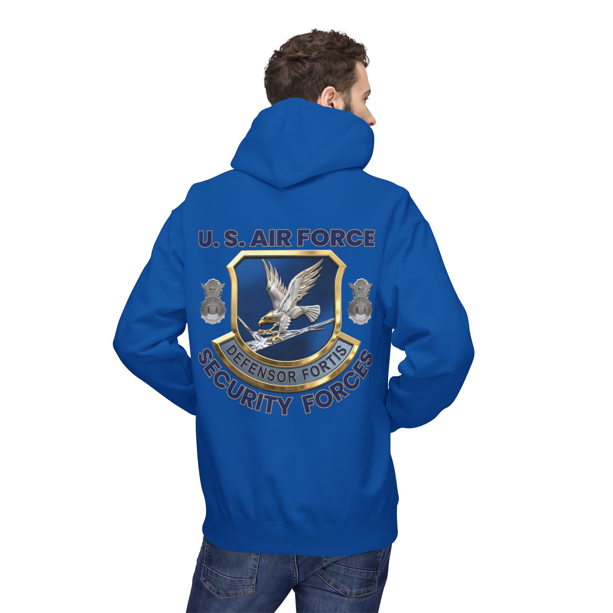 Air Force Security Forces Emblem Hoodie – U.S. Air Force Defensor Fortis Back Print - Image 16