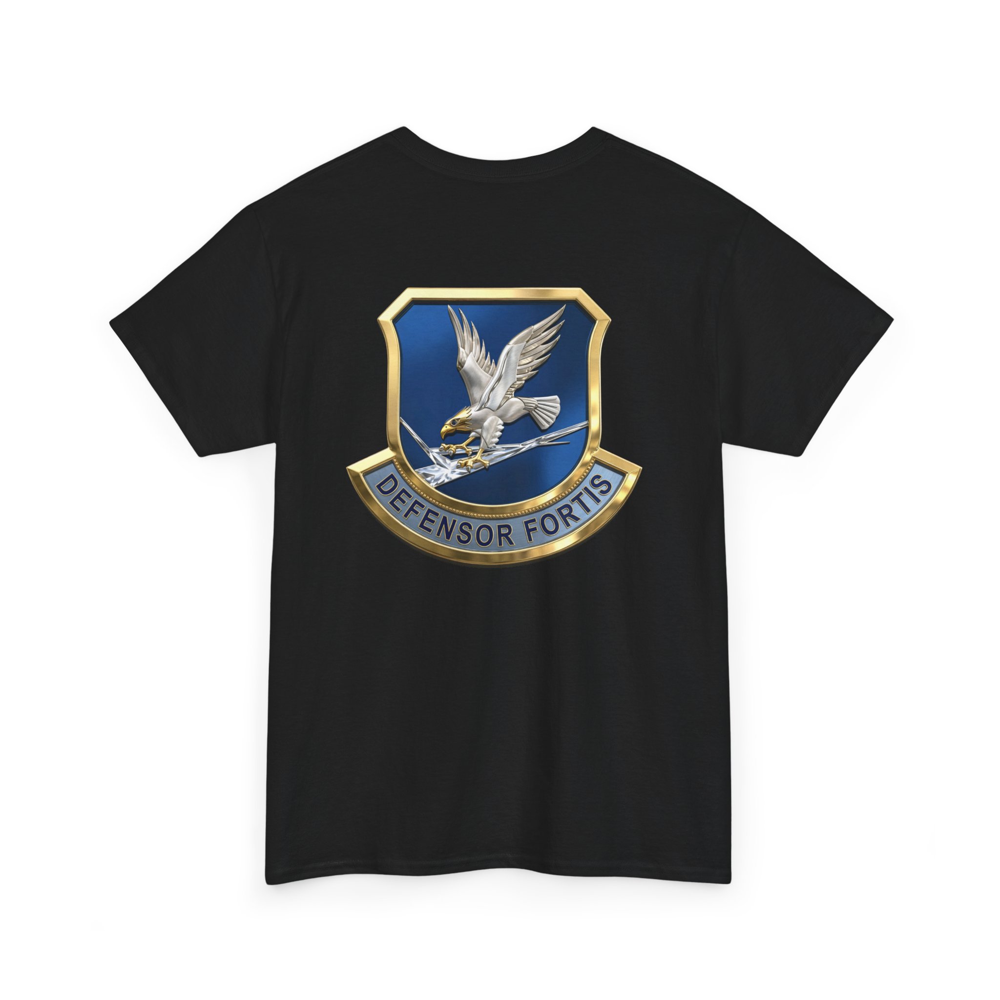 Military Crest T-Shirt — Defensor Fortis Emblem Back Print - Image 8