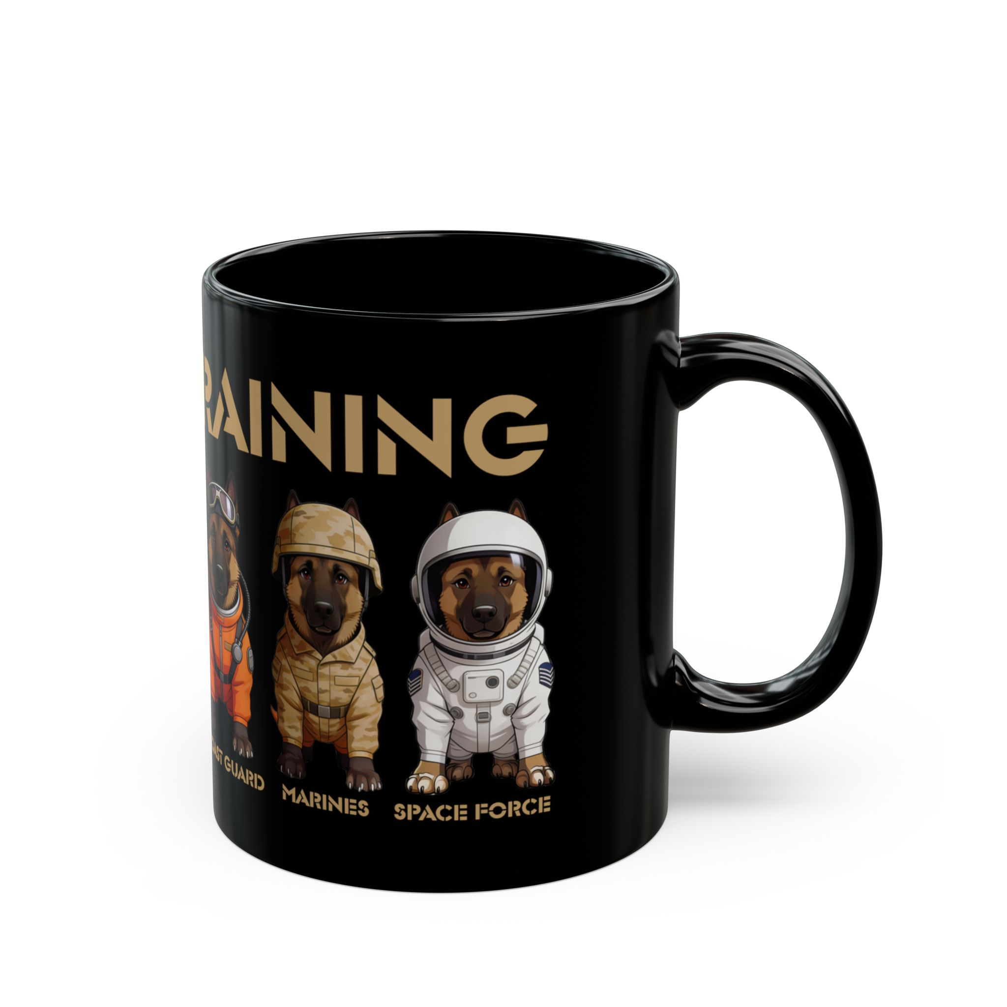 K9s In Training Mug — Military & Space Force Dog Crew 11oz/15oz Black Coffee Cup - Image 2