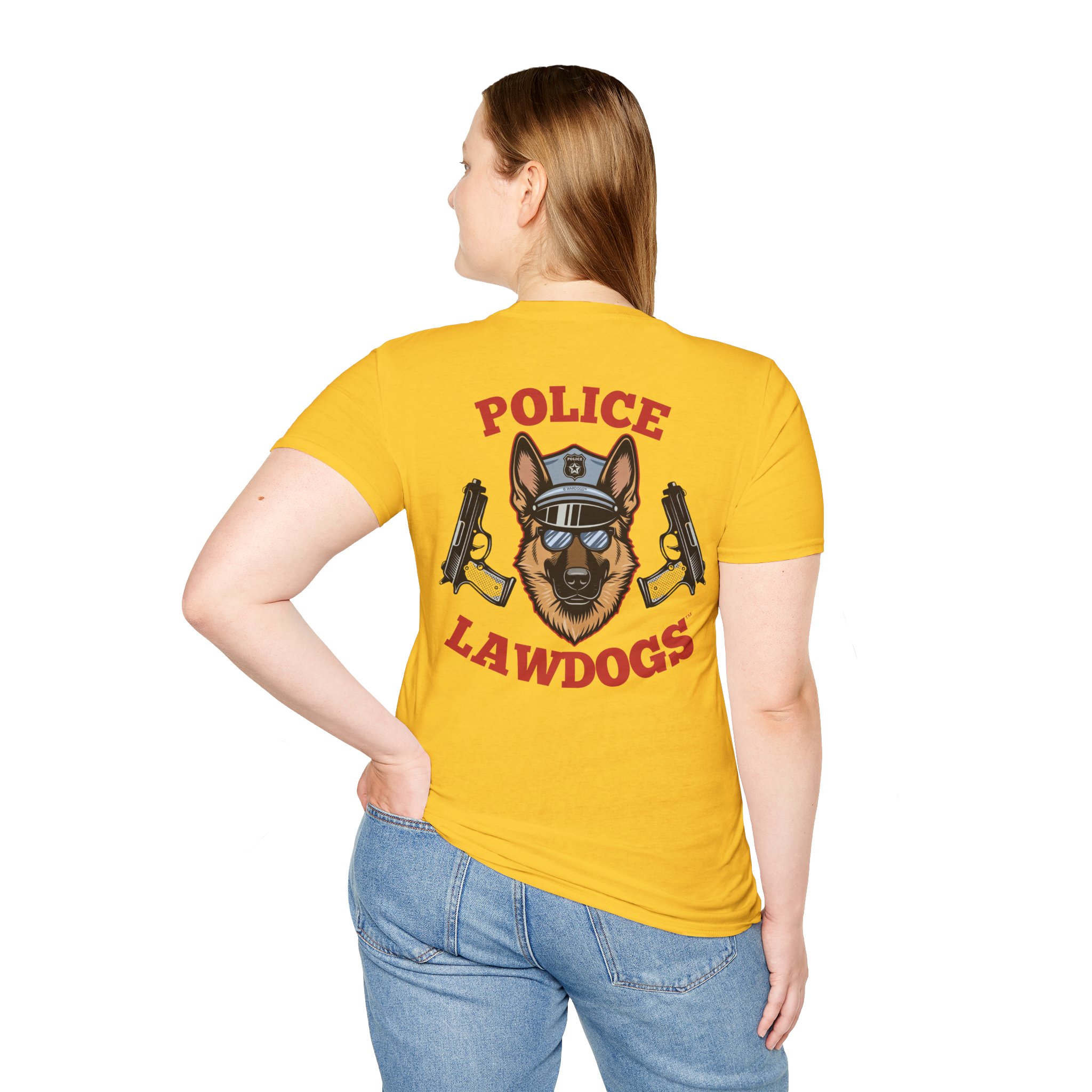 Police Lawdogs T-Shirt – K9 Handler German Shepherd Badge Tee -Back Design - Image 17