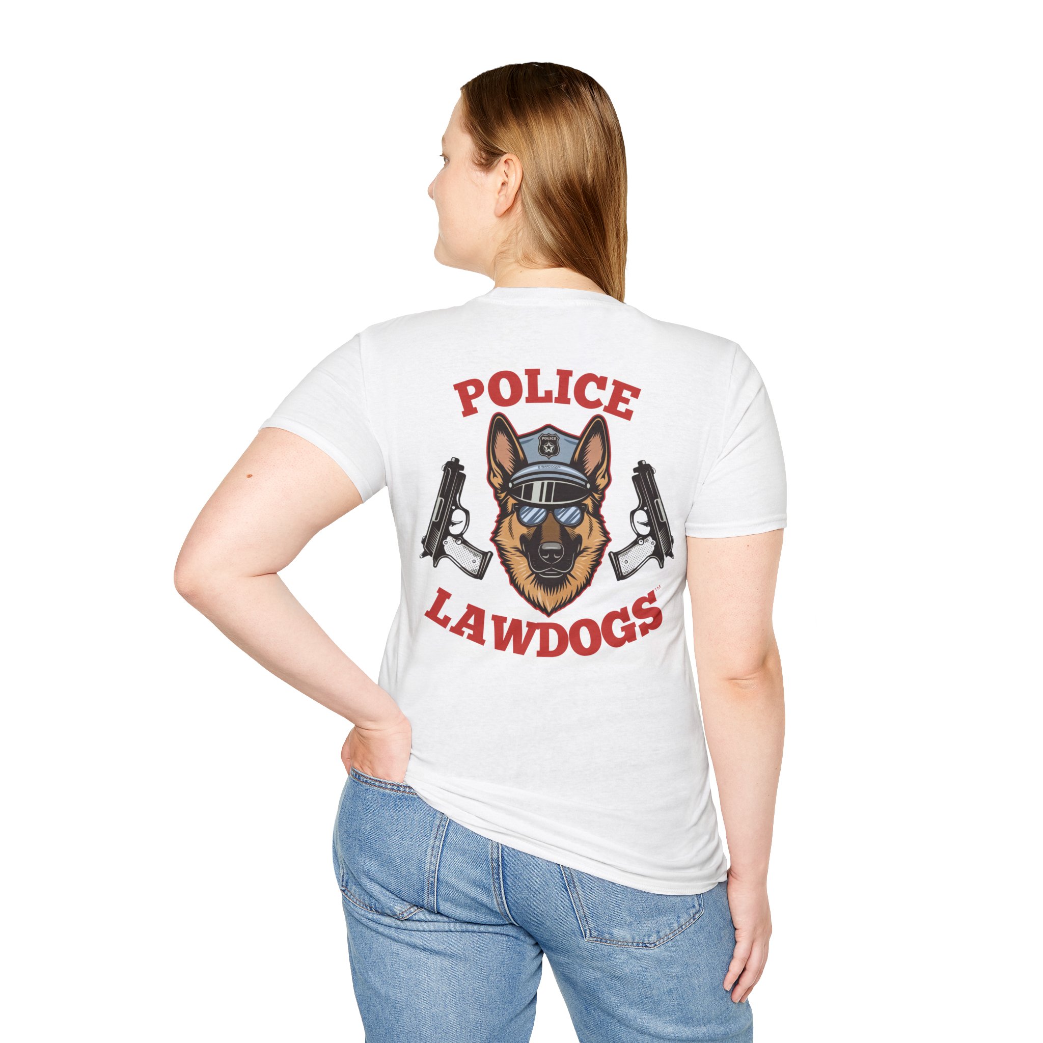 Police Lawdogs T-Shirt – K9 Handler German Shepherd Badge Tee -Back Design - Image 2