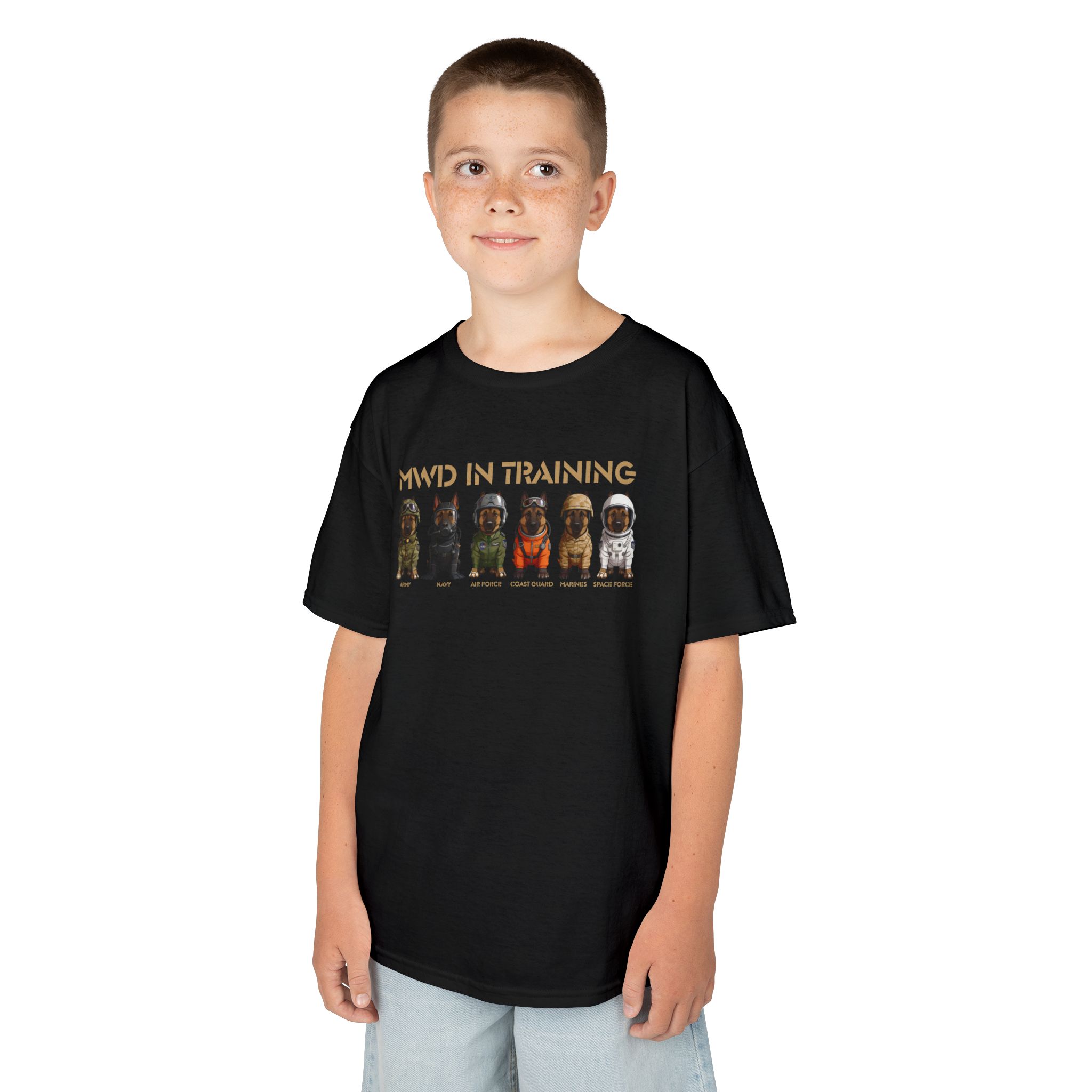 Kids Tee - "MWD Training" Cute Military Working Dog Puppies Shirt for Children - Image 15