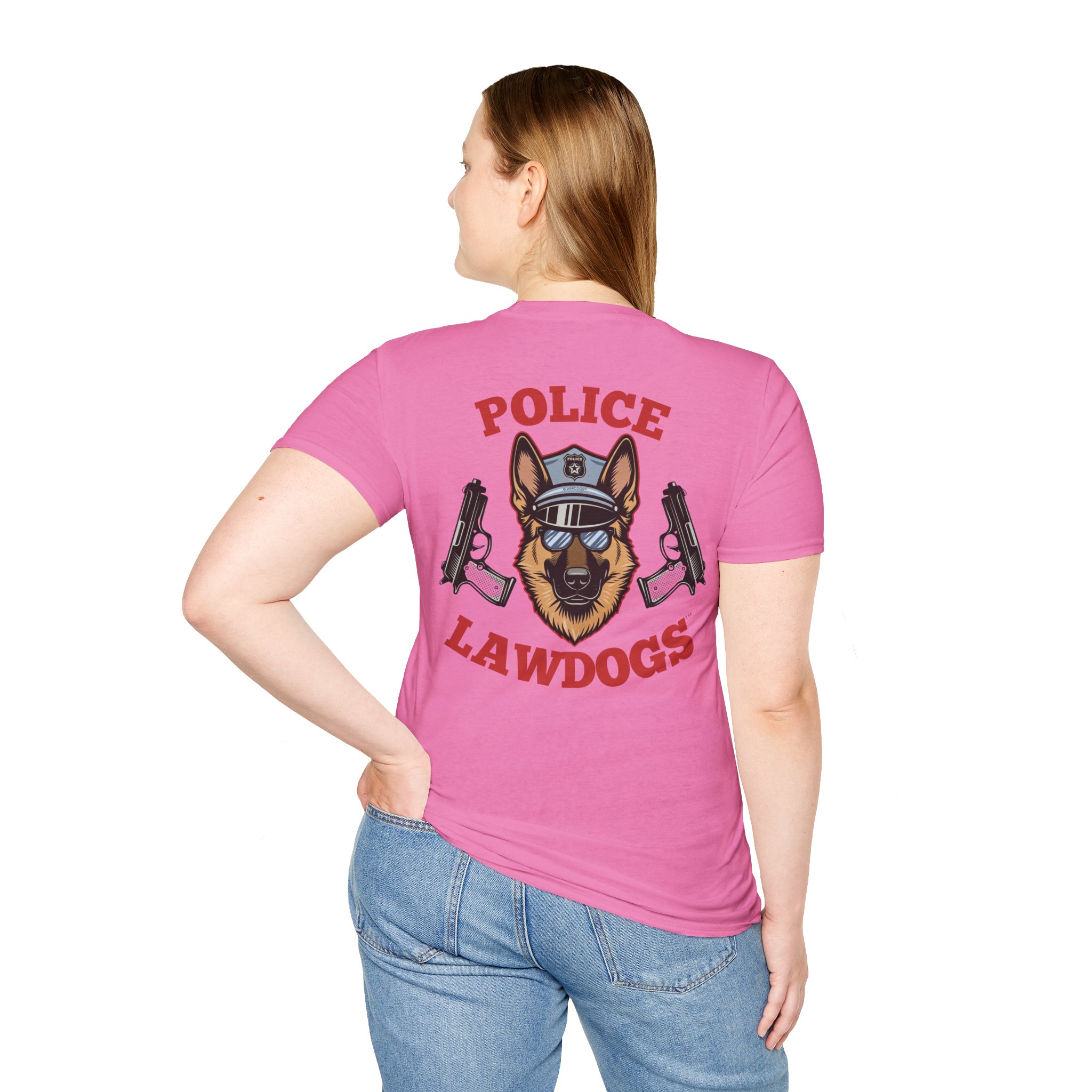 Police Lawdogs T-Shirt – K9 Handler German Shepherd Badge Tee -Back Design - Image 26