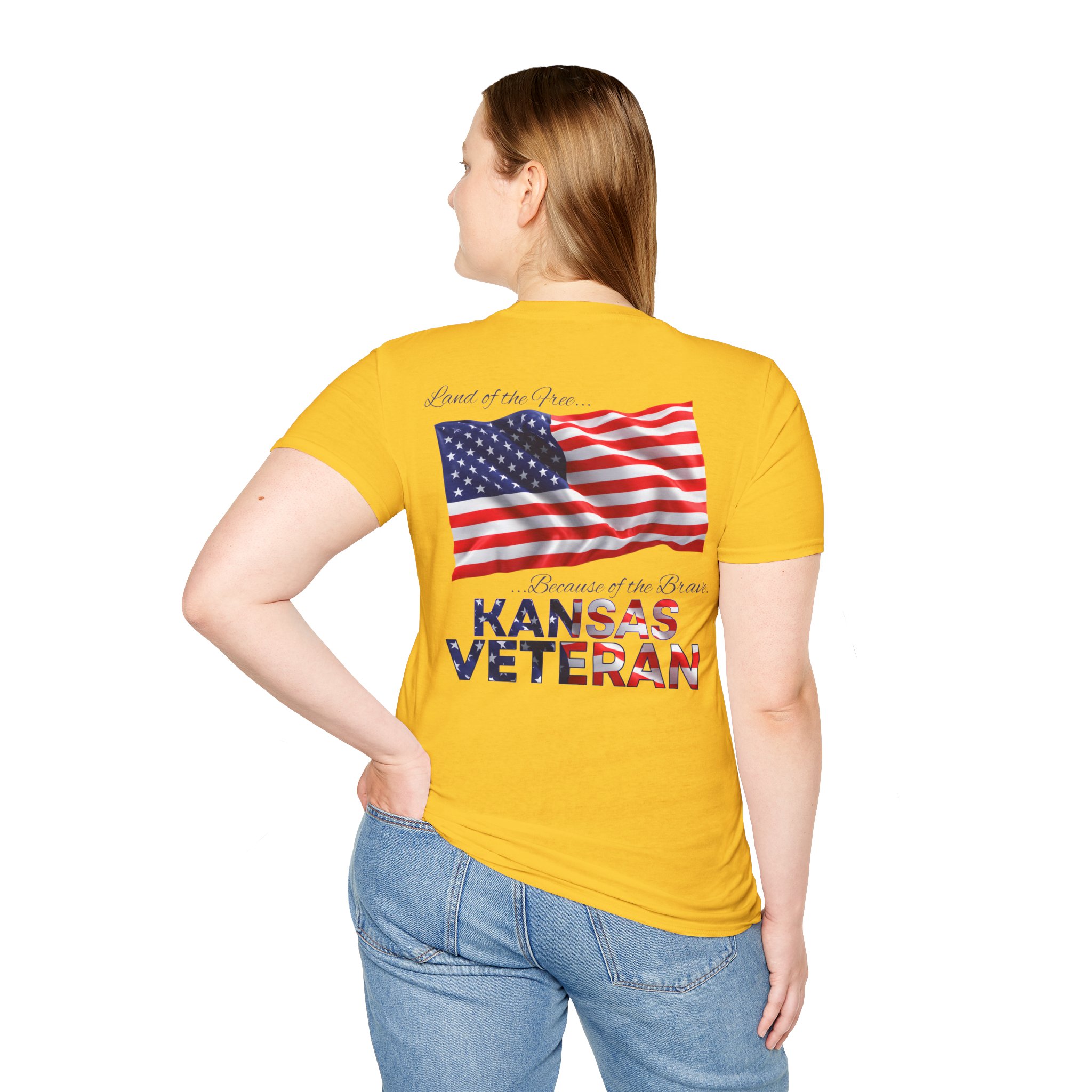 Kansas Veteran T-Shirt — Home of the Brave American Flag Memorial Tee - Image 24