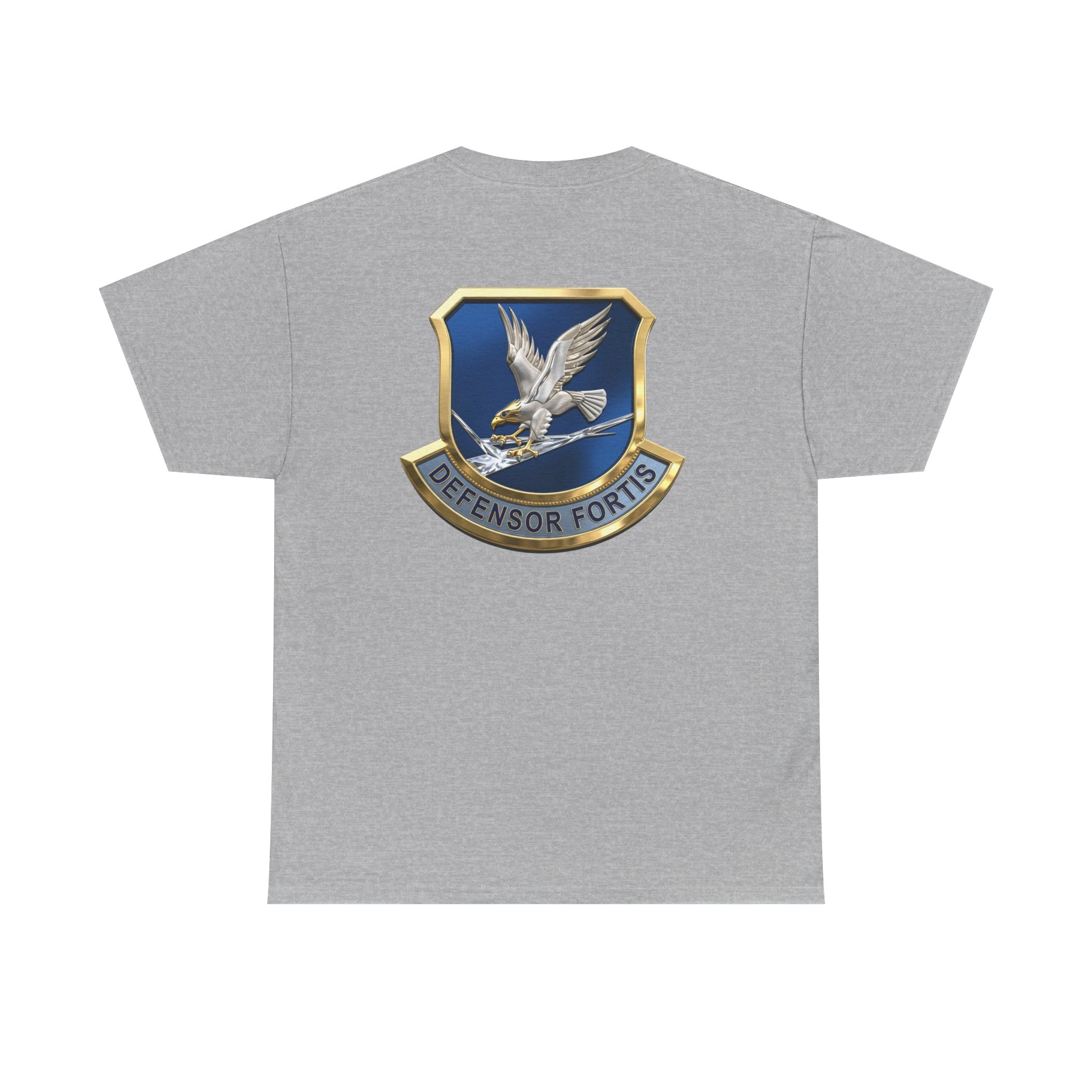 Military Crest T-Shirt — Defensor Fortis Emblem Back Print - Image 16