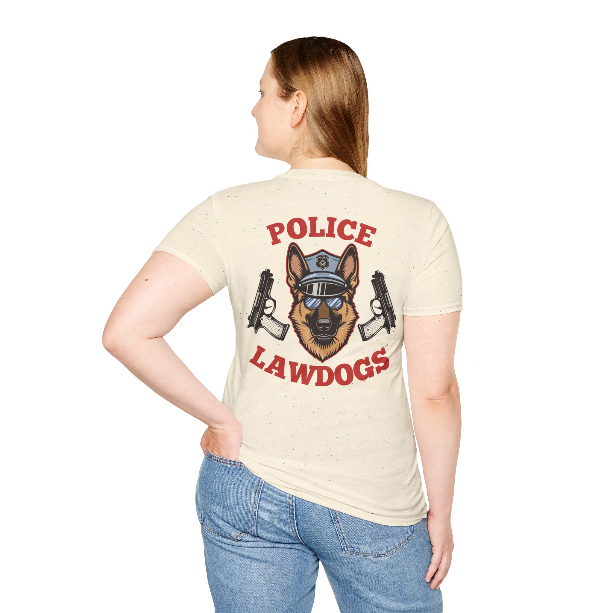 Police Lawdogs T-Shirt – K9 Handler German Shepherd Badge Tee -Back Design - Image 14