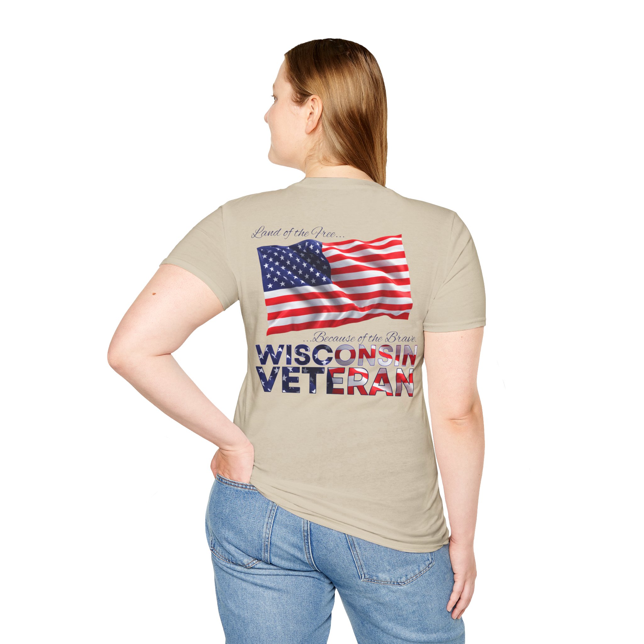 Wisconsin Veteran T-Shirt — Home of the Brave American Flag Memorial Tee - Image 9