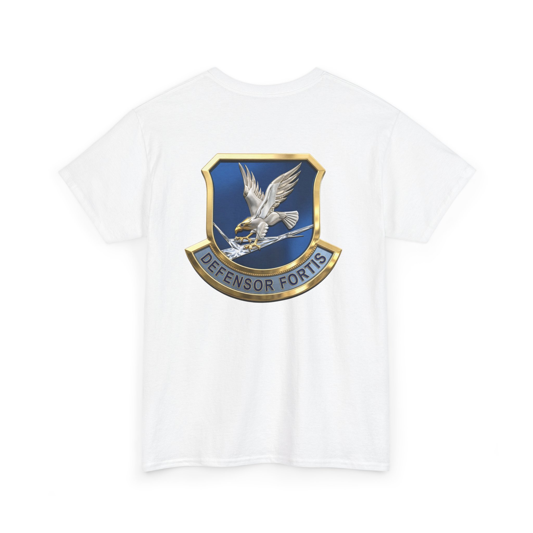 Military Crest T-Shirt — Defensor Fortis Emblem Back Print - Image 3