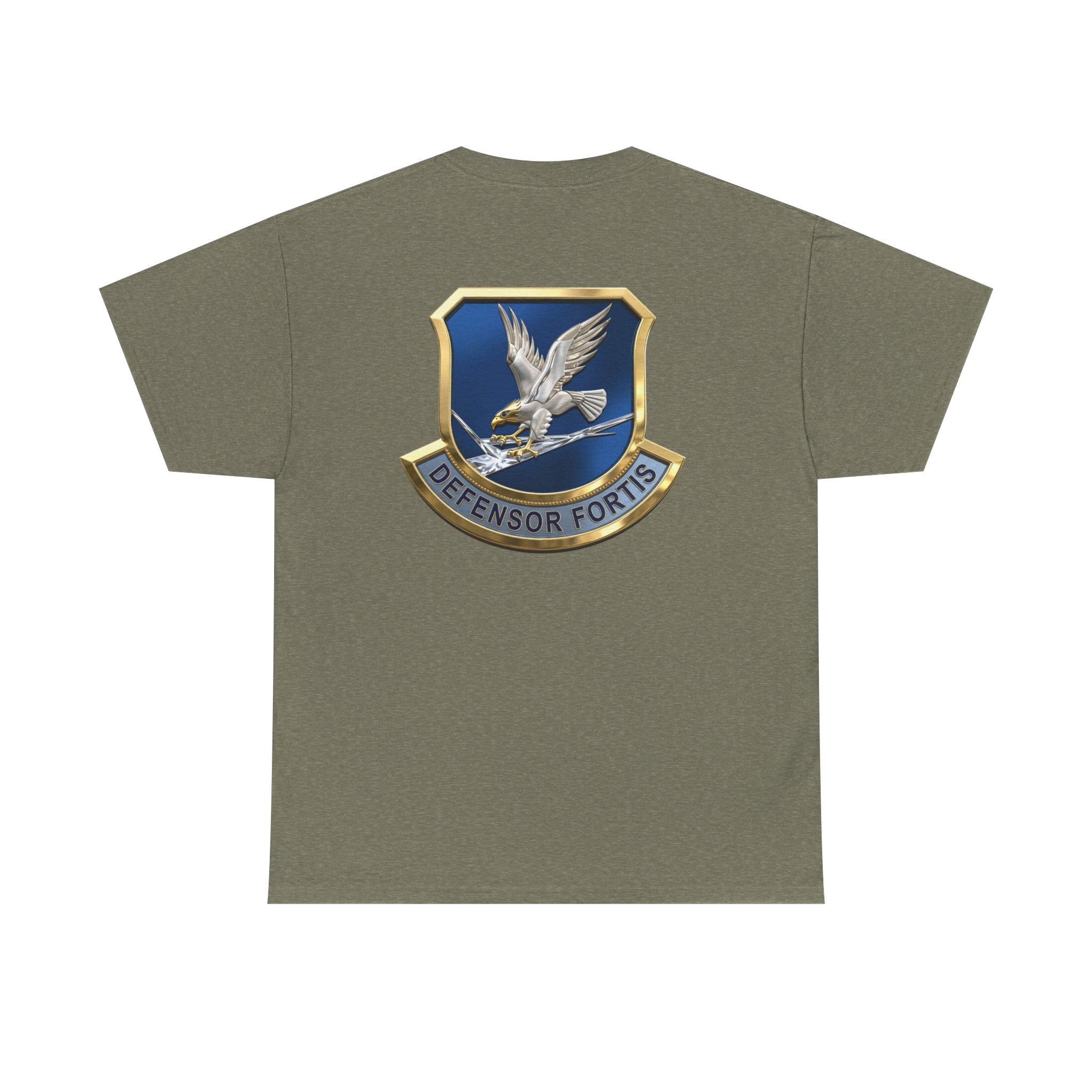 Military Crest T-Shirt — Defensor Fortis Emblem Back Print - Image 21