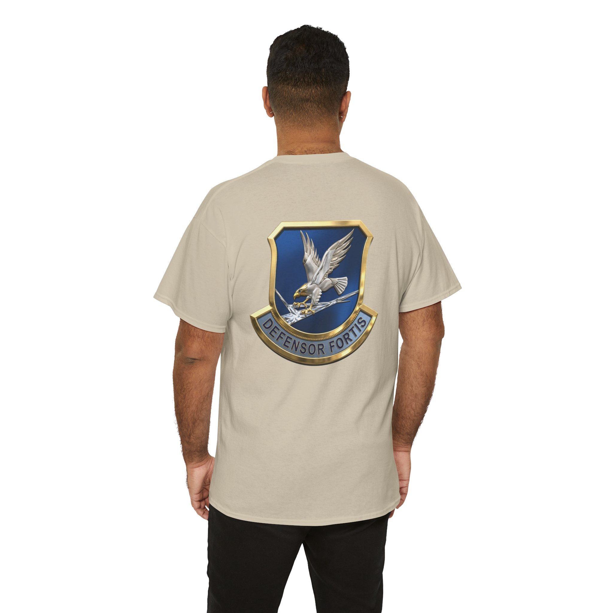 Military Crest T-Shirt — Defensor Fortis Emblem Back Print - Image 15