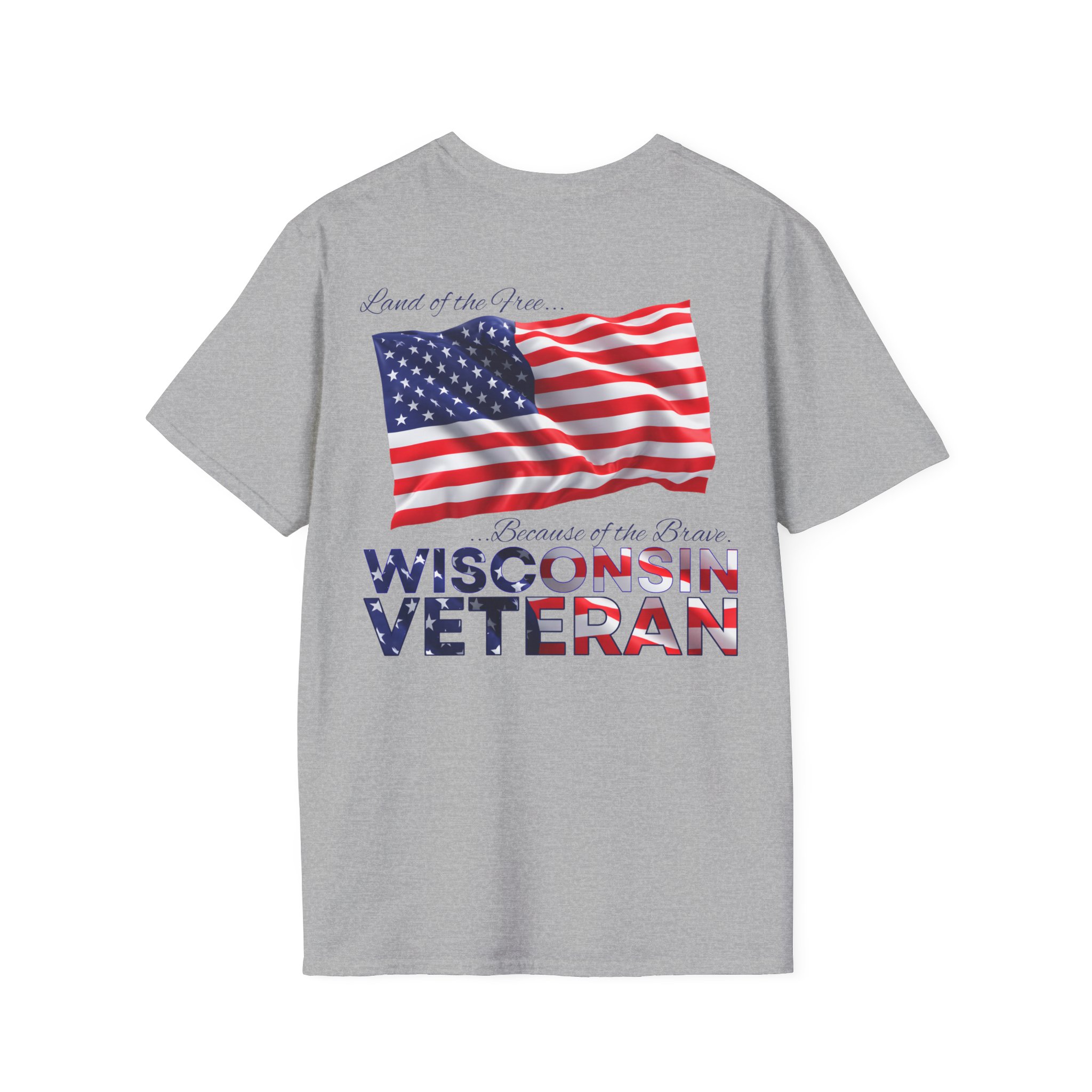 Wisconsin Veteran T-Shirt — Home of the Brave American Flag Memorial Tee - Image 17