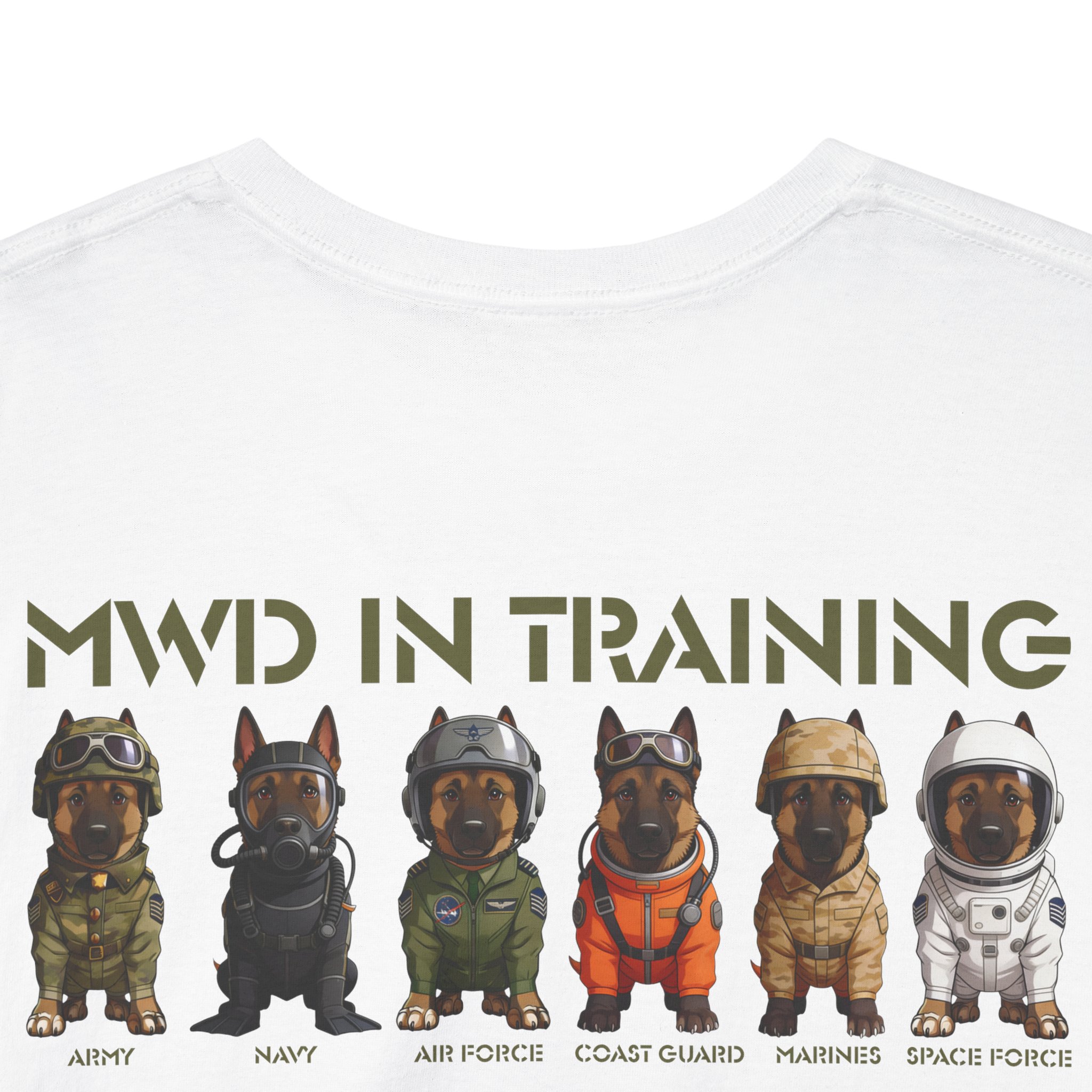 MWD In Training Tee — Military Working Dog Puppy Lineup T‑Shirt - Image 3